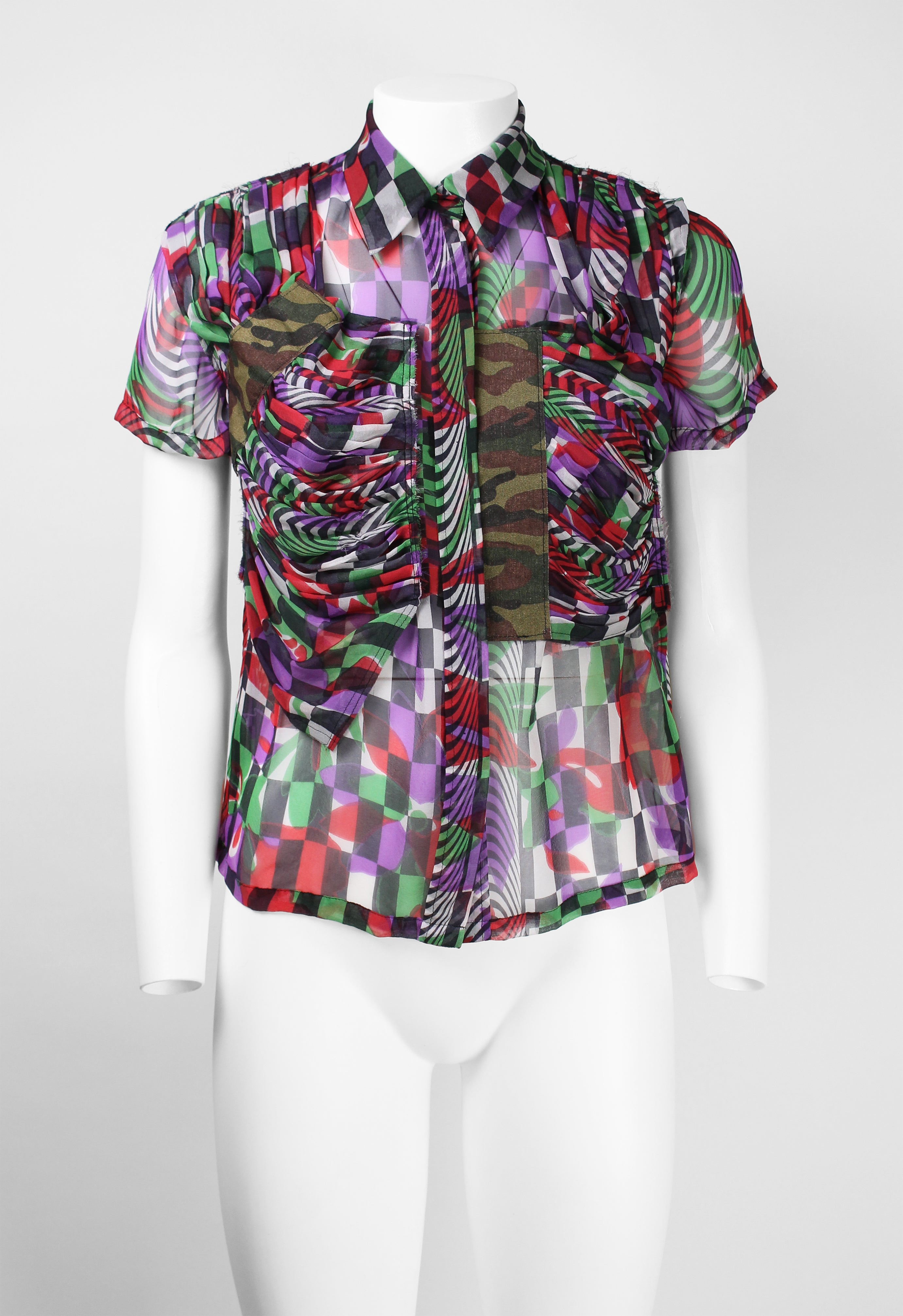 COMME DES GARCONS SS 2001 OPTICAL ILLUSION SILK SHIRT