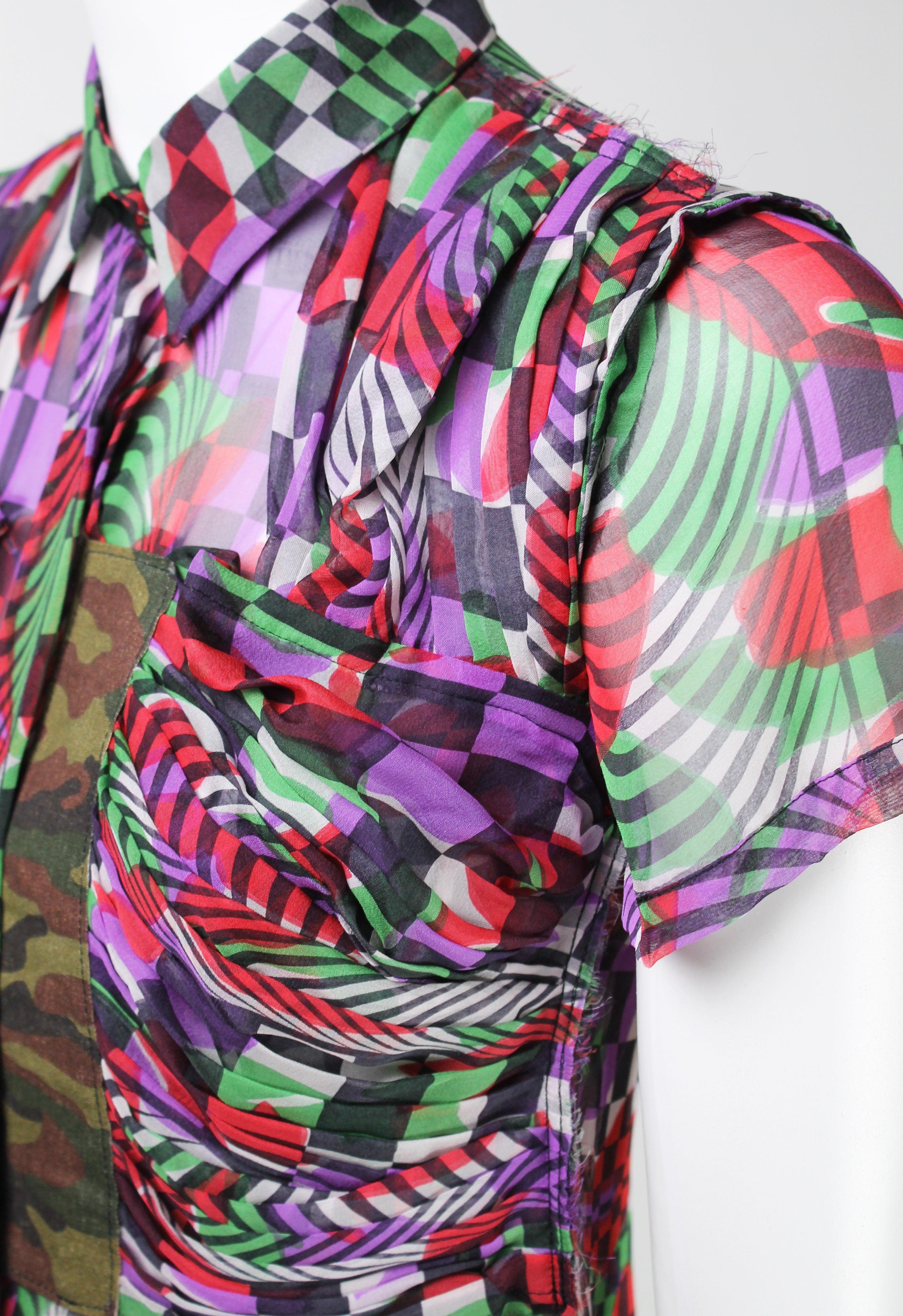 COMME DES GARCONS SS 2001 OPTICAL ILLUSION SILK SHIRT