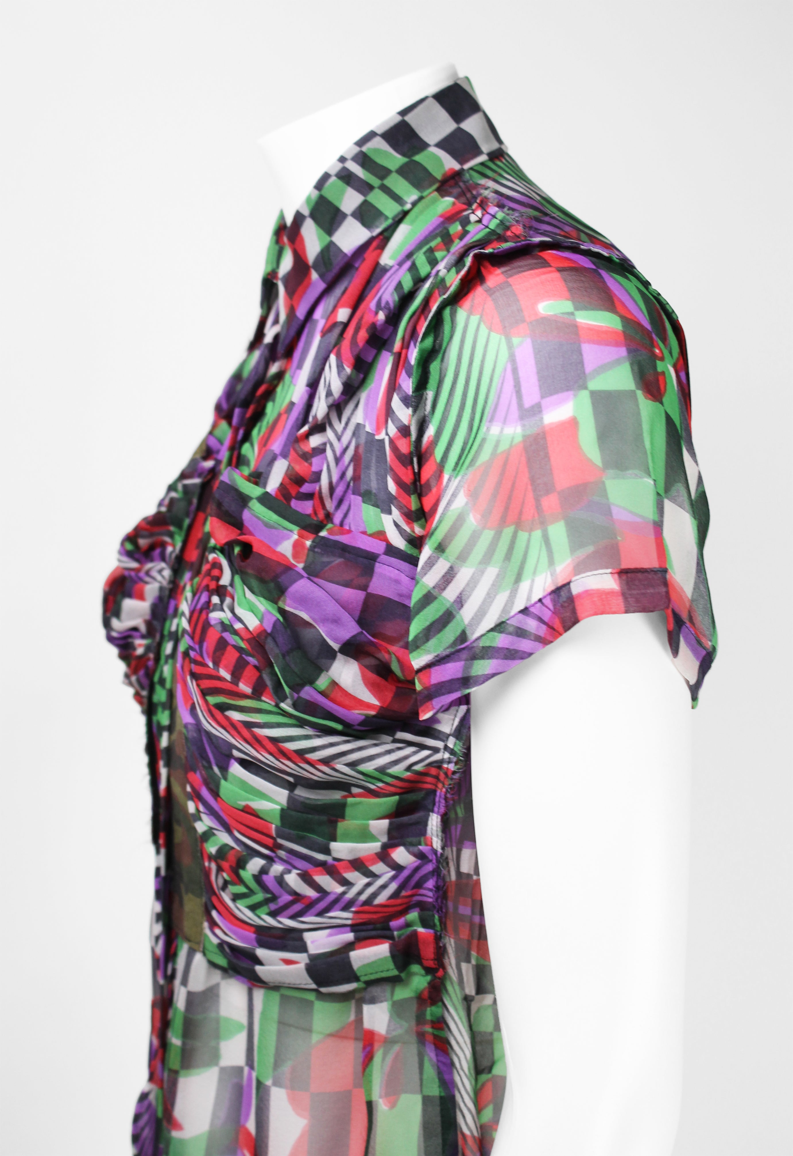 COMME DES GARCONS SS 2001 OPTICAL ILLUSION SILK SHIRT