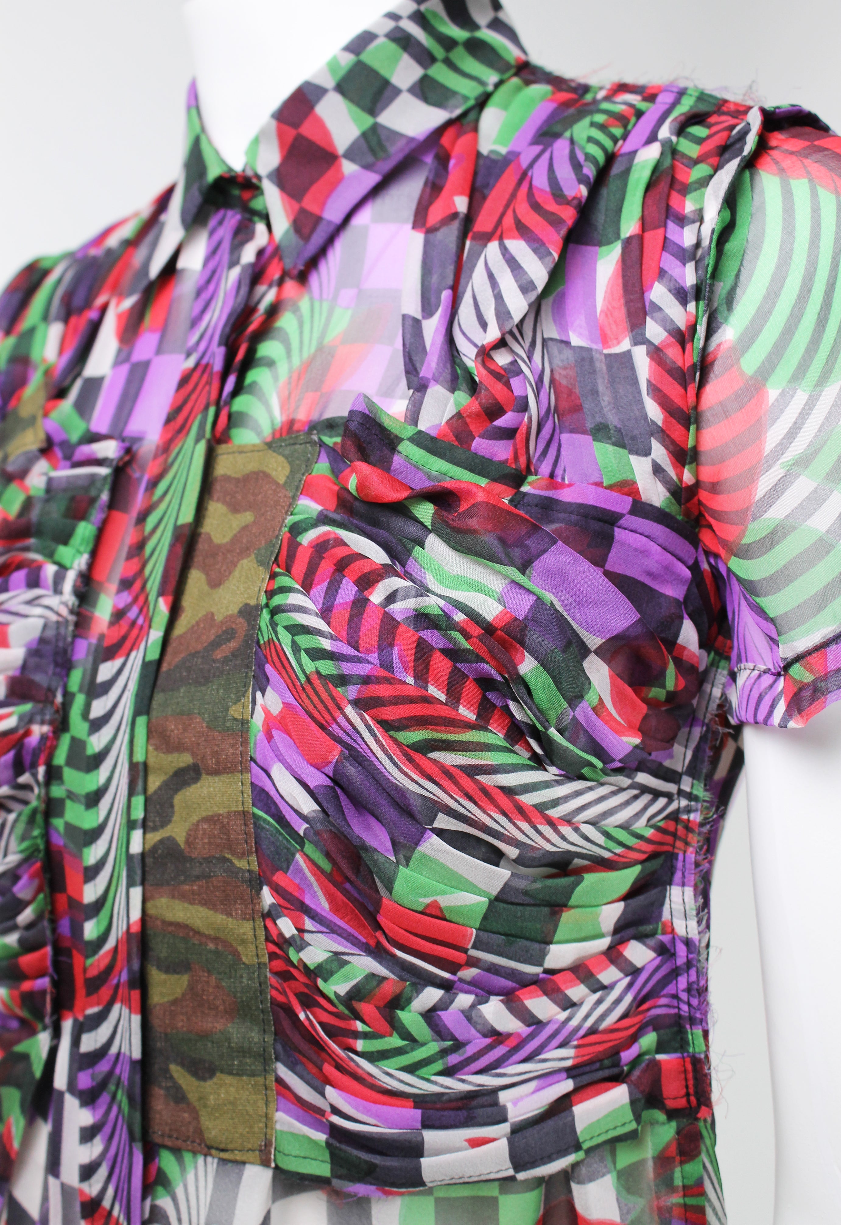 COMME DES GARCONS SS 2001 OPTICAL ILLUSION SILK SHIRT
