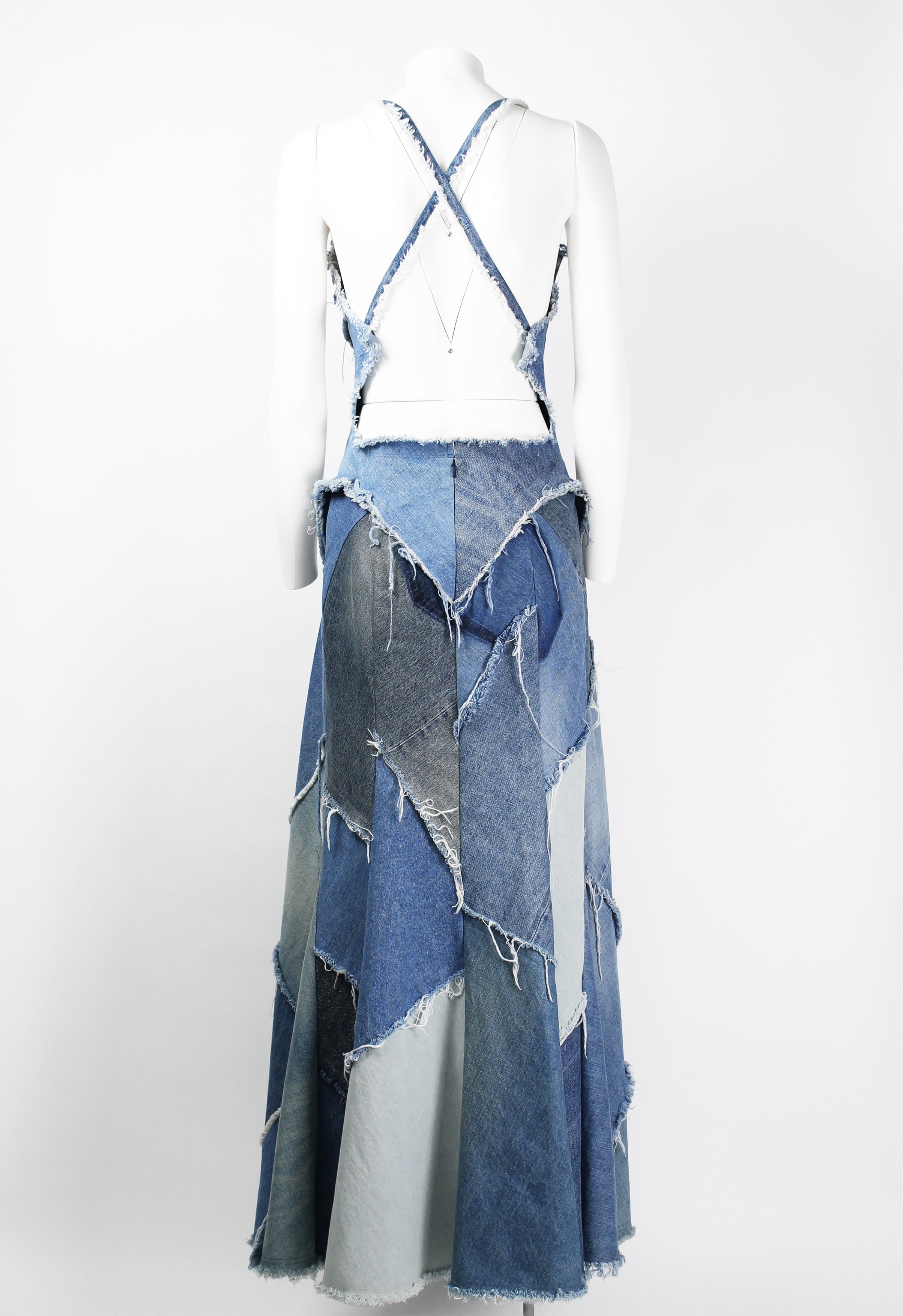 JUNYA WATANABE SS 2019 DENIM RECONSTRUCTED PATCHWORK DRESS