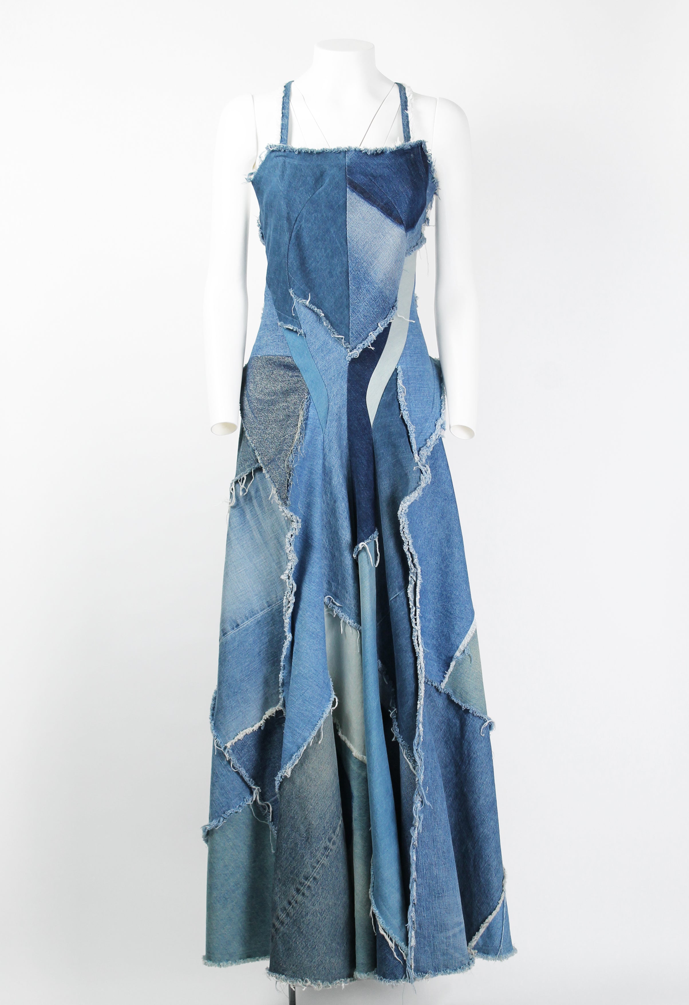 JUNYA WATANABE SS 2019 DENIM RECONSTRUCTED PATCHWORK DRESS