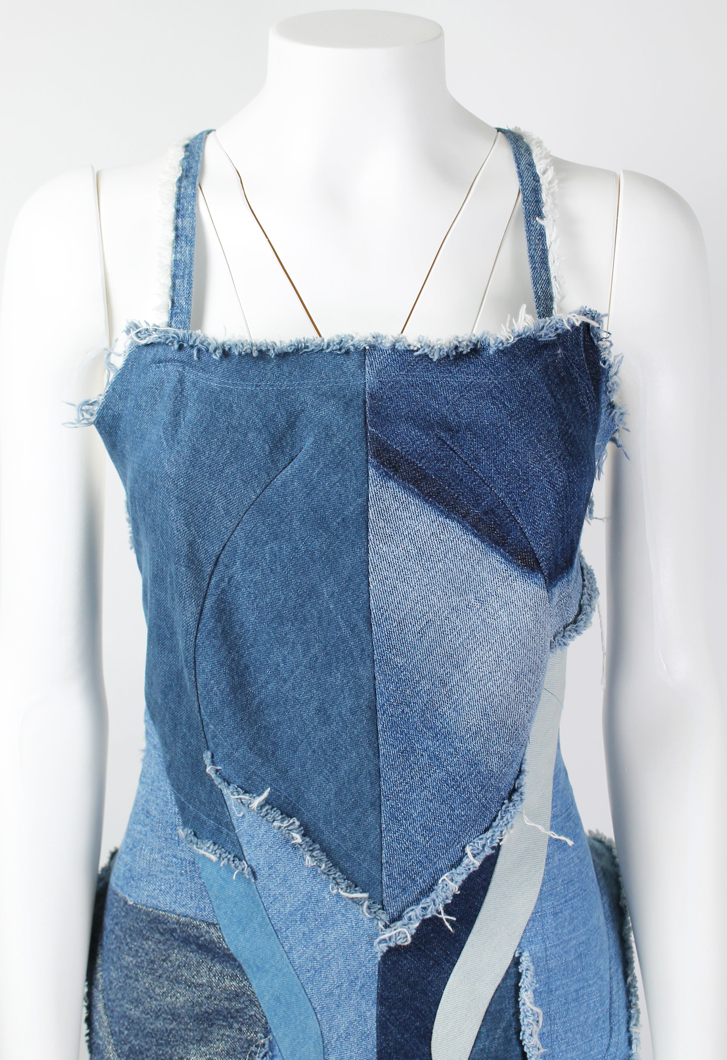 JUNYA WATANABE SS 2019 DENIM RECONSTRUCTED PATCHWORK DRESS
