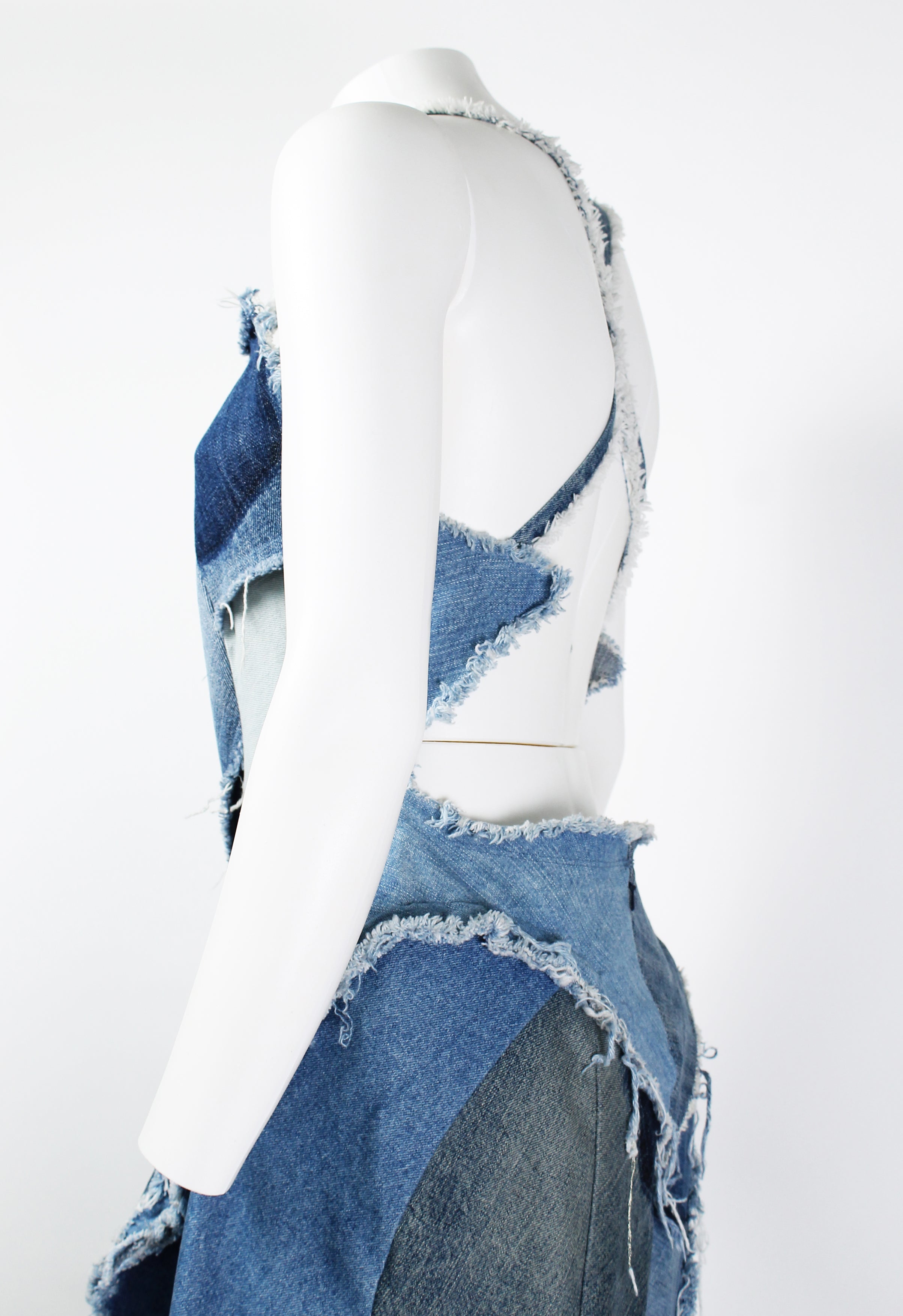 JUNYA WATANABE SS 2019 DENIM RECONSTRUCTED PATCHWORK DRESS