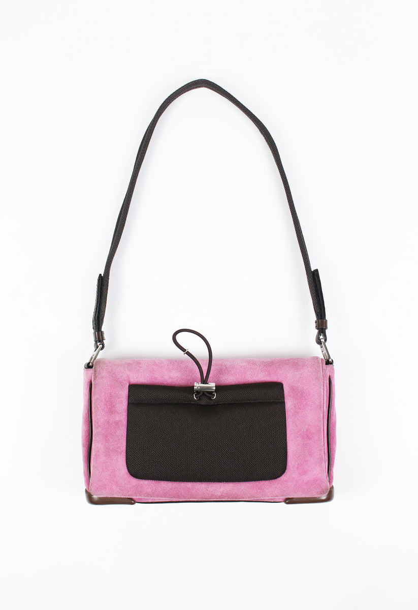 PRADA FW 1999 PINK SUEDE AND MESH SHOULDER BAG