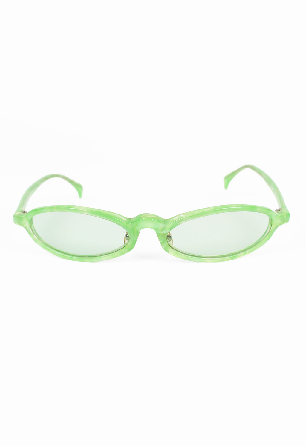 ALAIN MIKLI 1990'S GREEN MARBLED SLIM SUNGLASSES