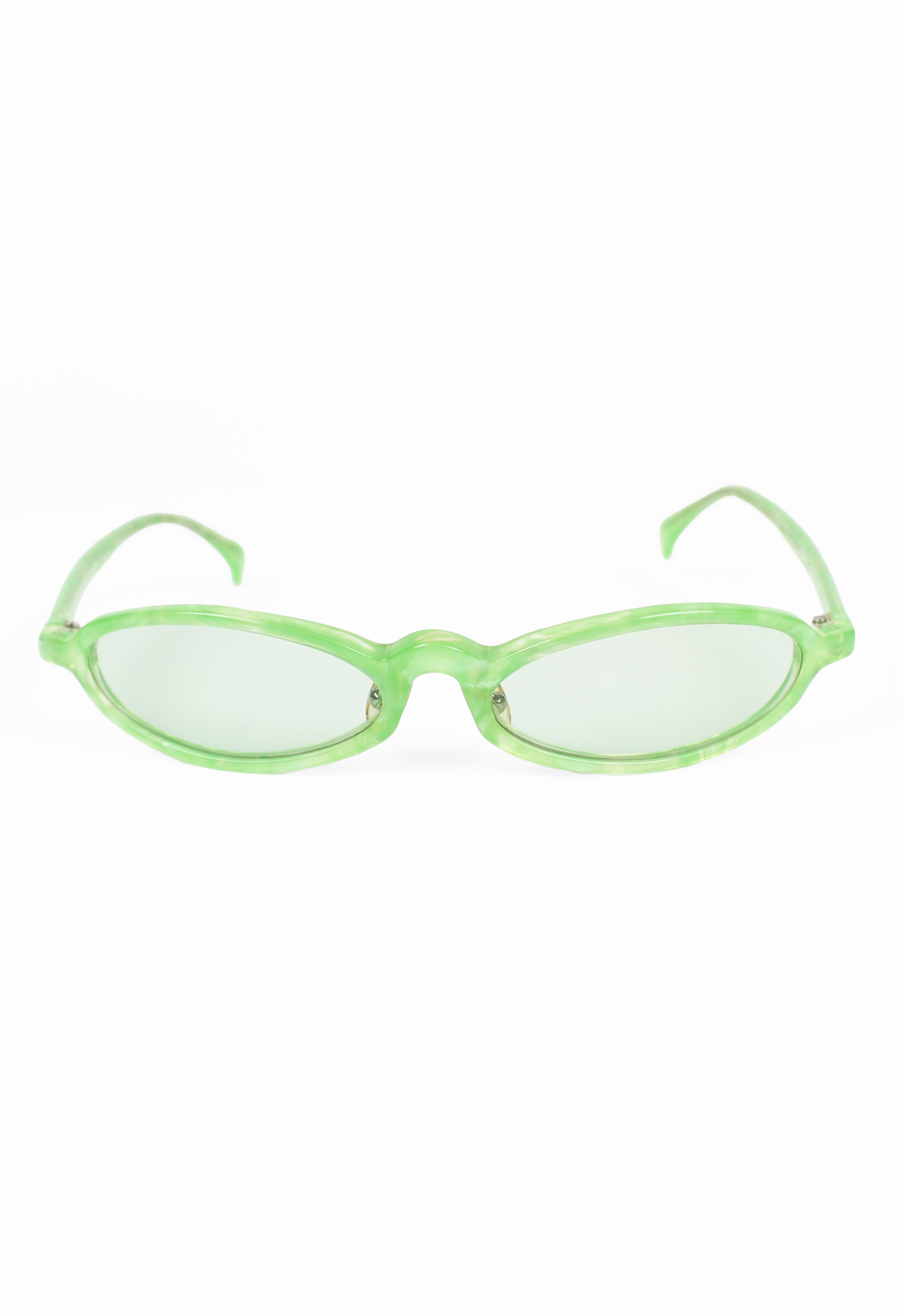 ALAIN MIKLI 1990'S GREEN MARBLED SLIM SUNGLASSES