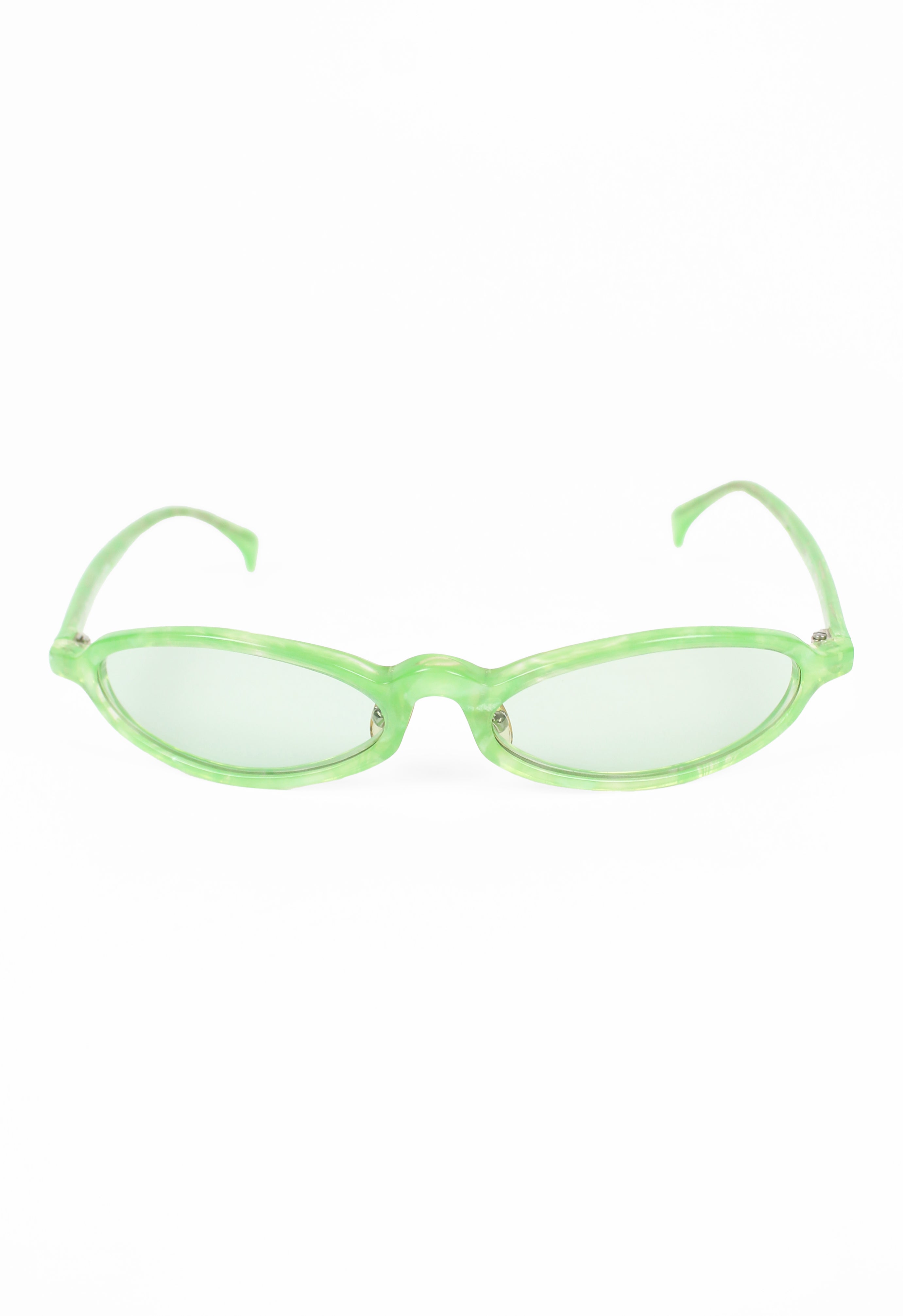 ALAIN MIKLI 1990'S GREEN MARBLED SLIM SUNGLASSES