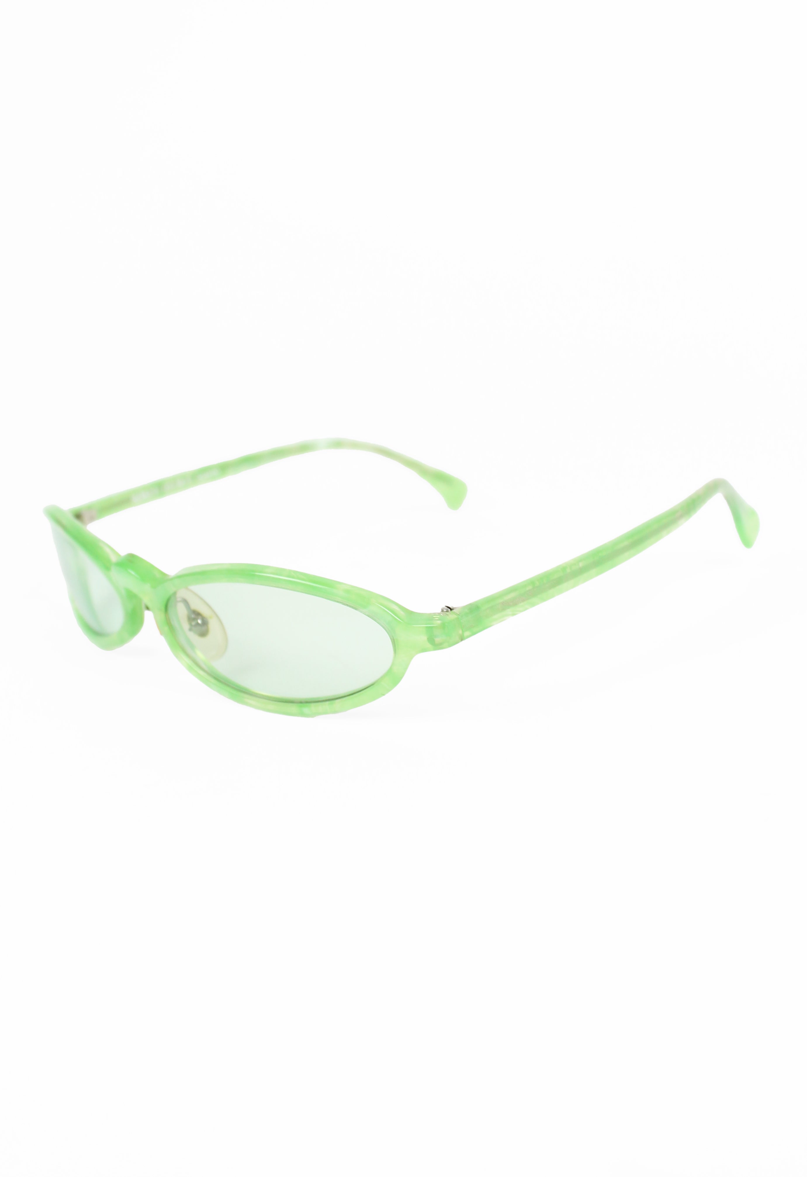 ALAIN MIKLI 1990'S GREEN MARBLED SLIM SUNGLASSES