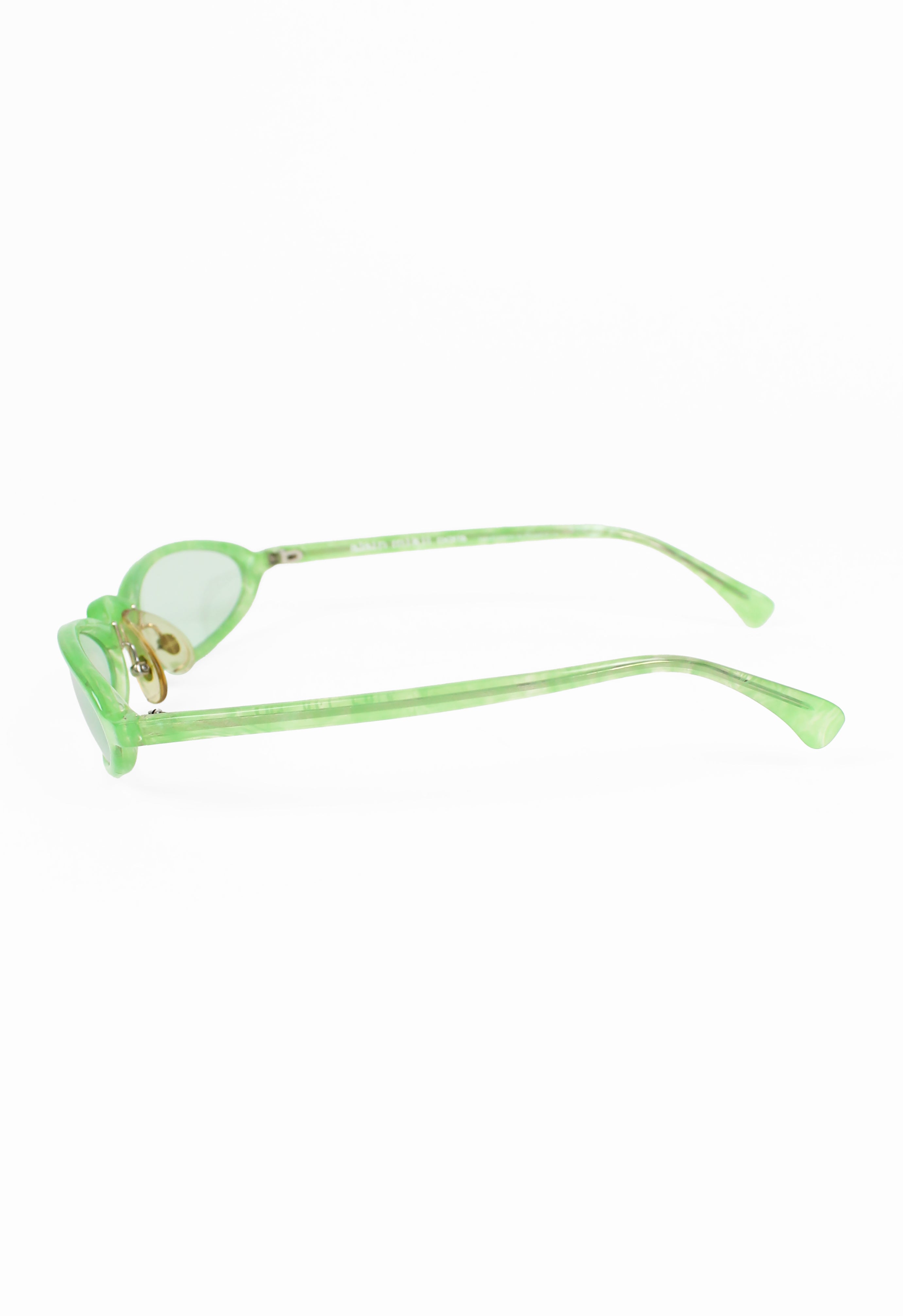 ALAIN MIKLI 1990'S GREEN MARBLED SLIM SUNGLASSES