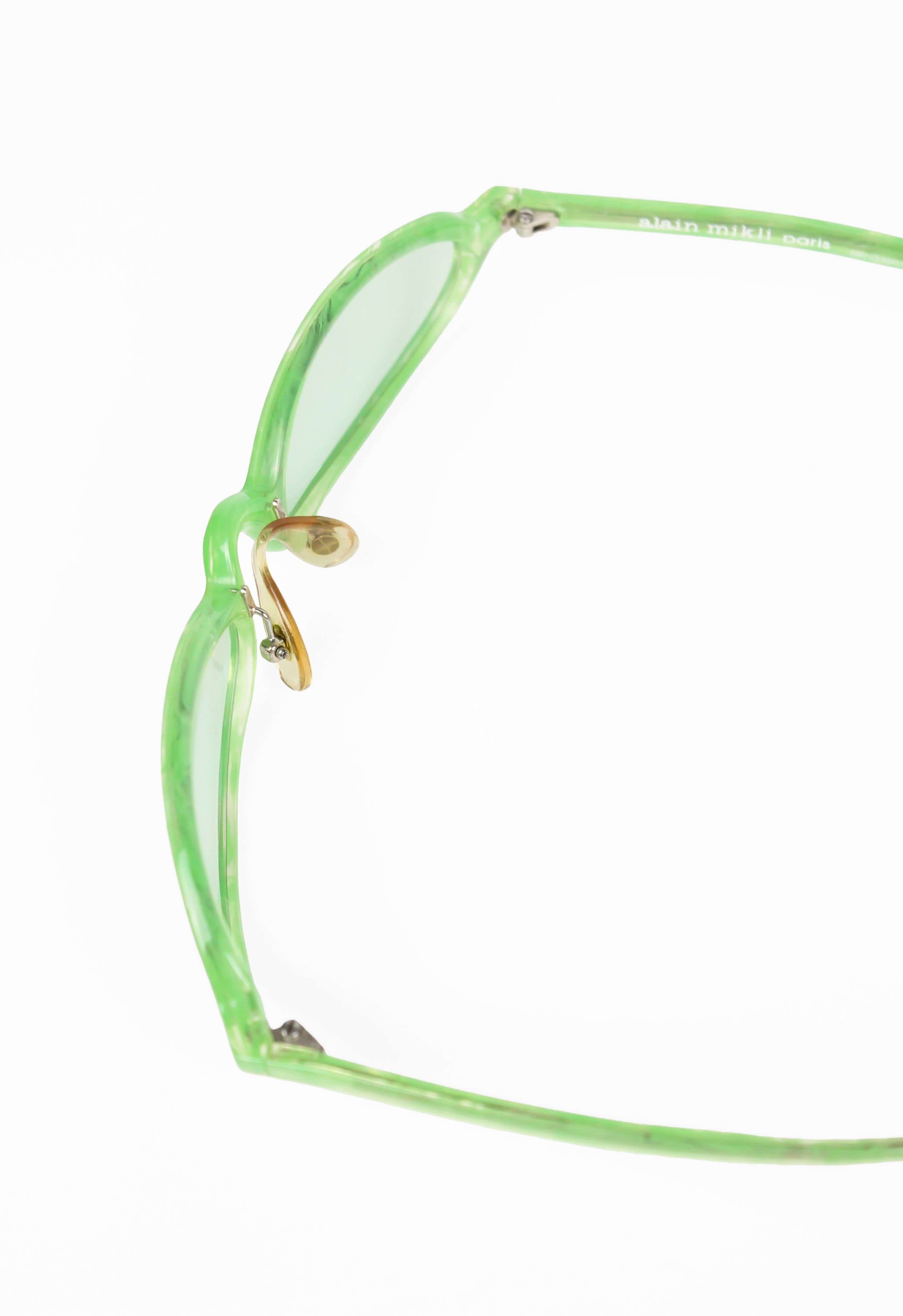 ALAIN MIKLI 1990'S GREEN MARBLED SLIM SUNGLASSES