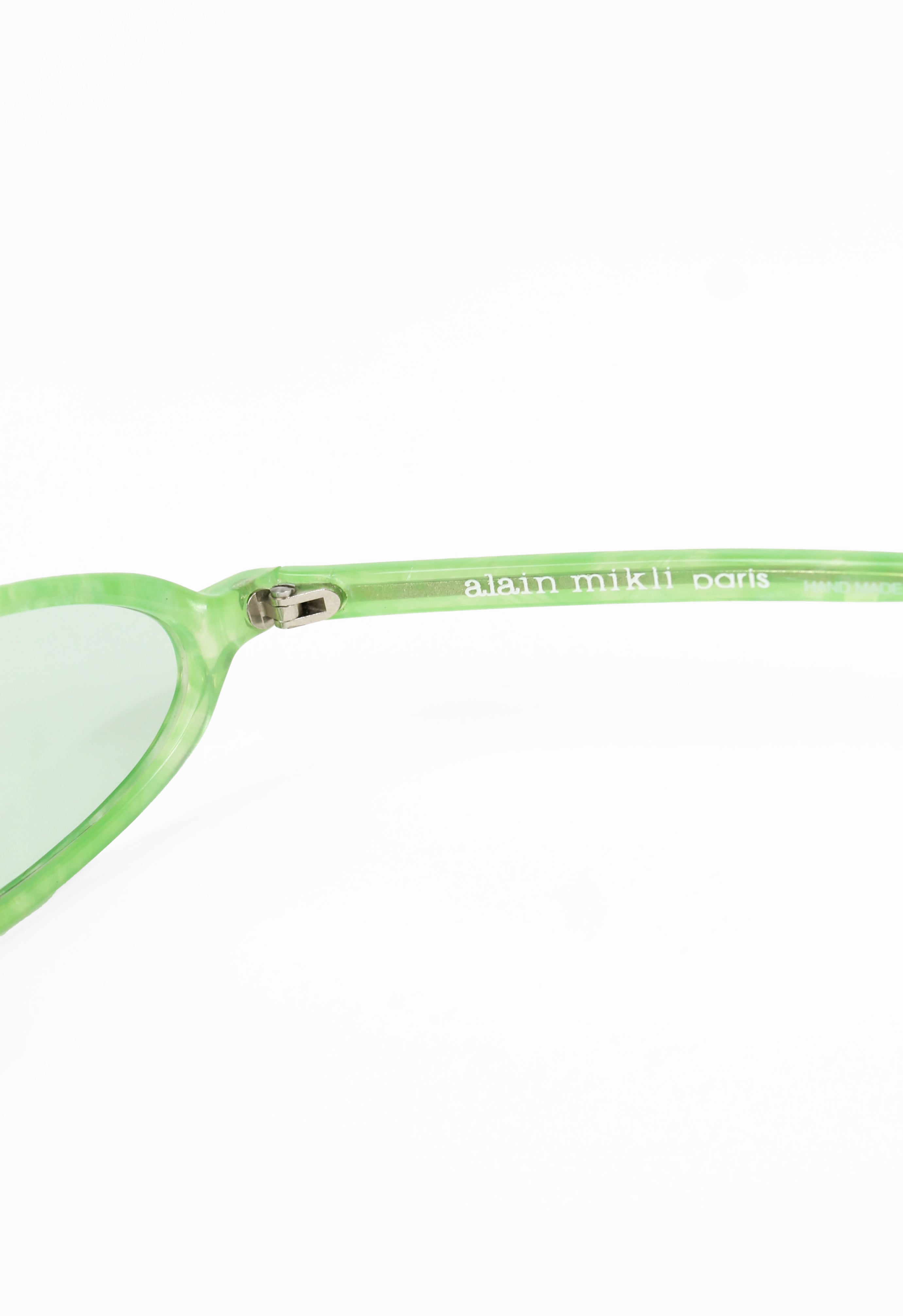 ALAIN MIKLI 1990'S GREEN MARBLED SLIM SUNGLASSES