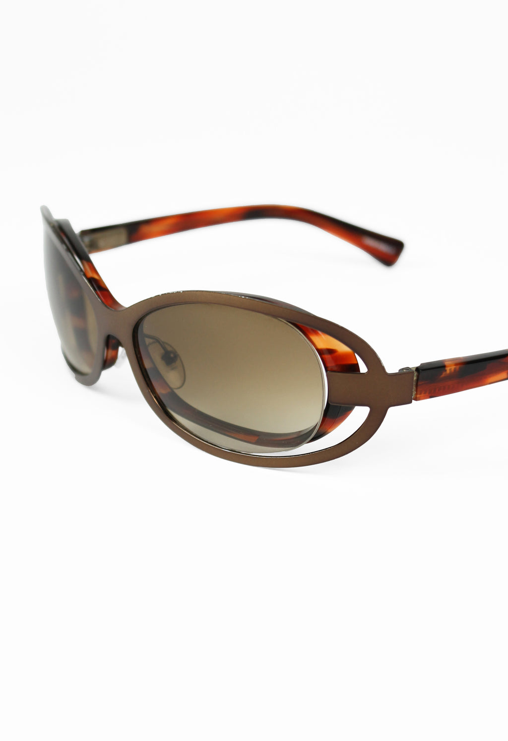 ALAIN MIKLI TORTOISESHELL FUTURISTIC LAYERED SUNGLASSES