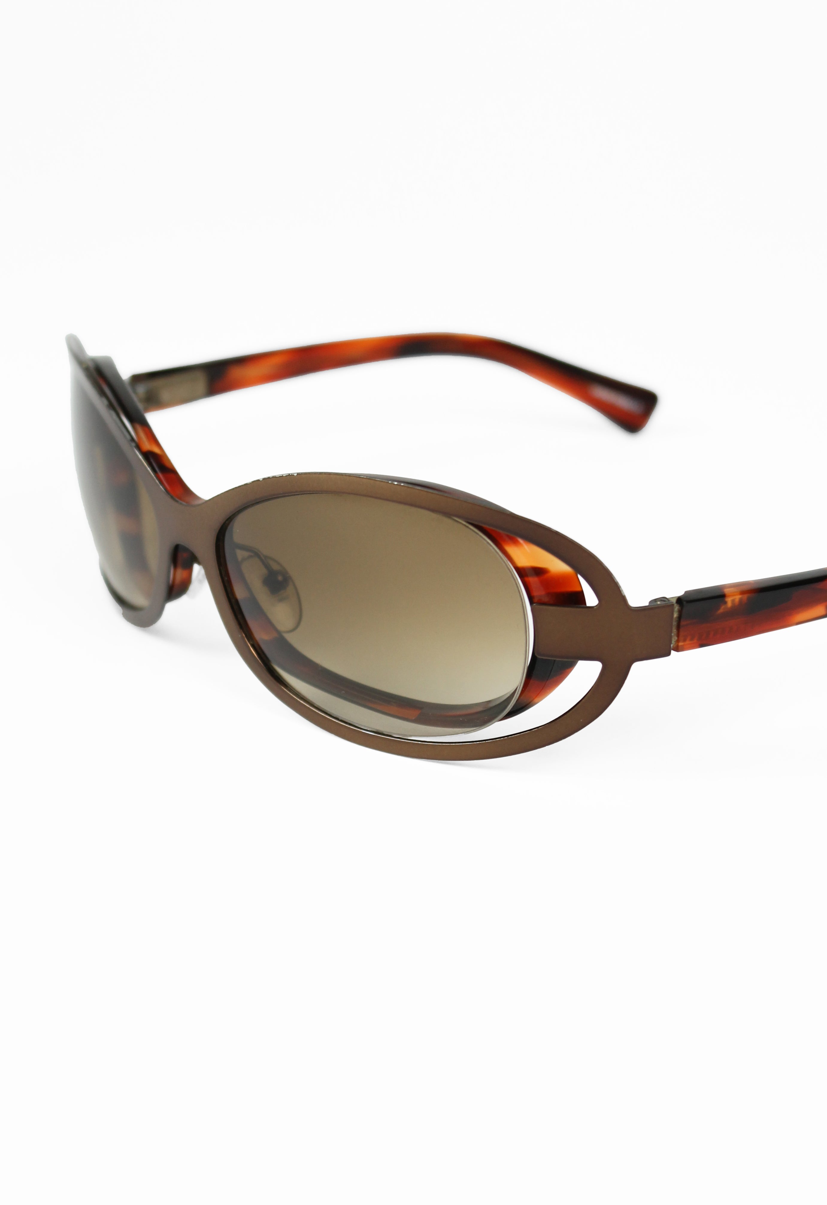 ALAIN MIKLI TORTOISESHELL FUTURISTIC LAYERED SUNGLASSES