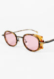 ALAIN MIKLI 1990'S SPIKED TORTOISESHELL PINK LENS SUNGLASSES