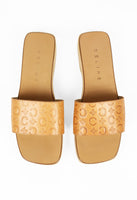 CELINE 2000'S TRIOMPHE EMBOSSED CLOG SANDALS