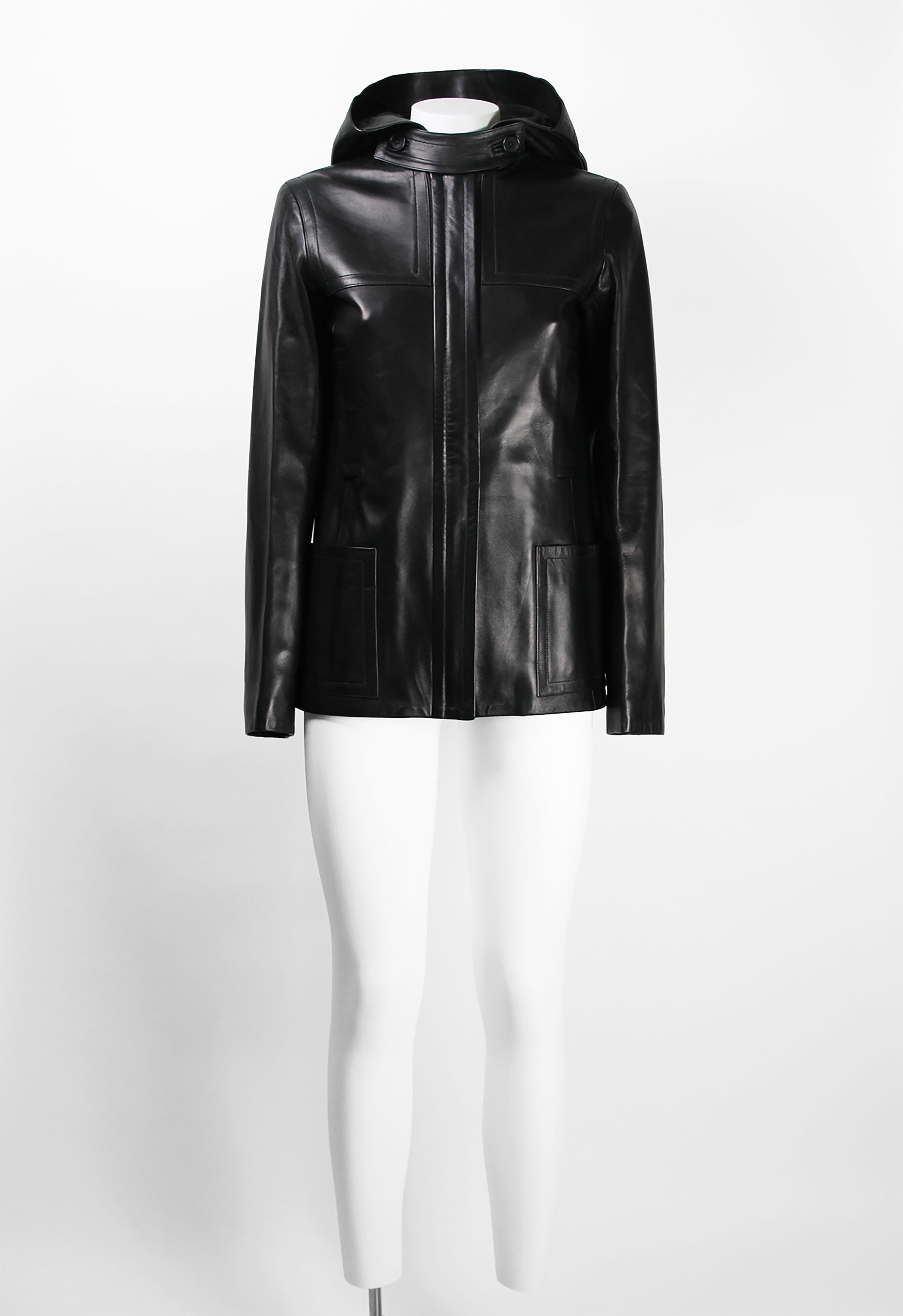 CELINE FW 1999 HOODED LEATHER JACKET