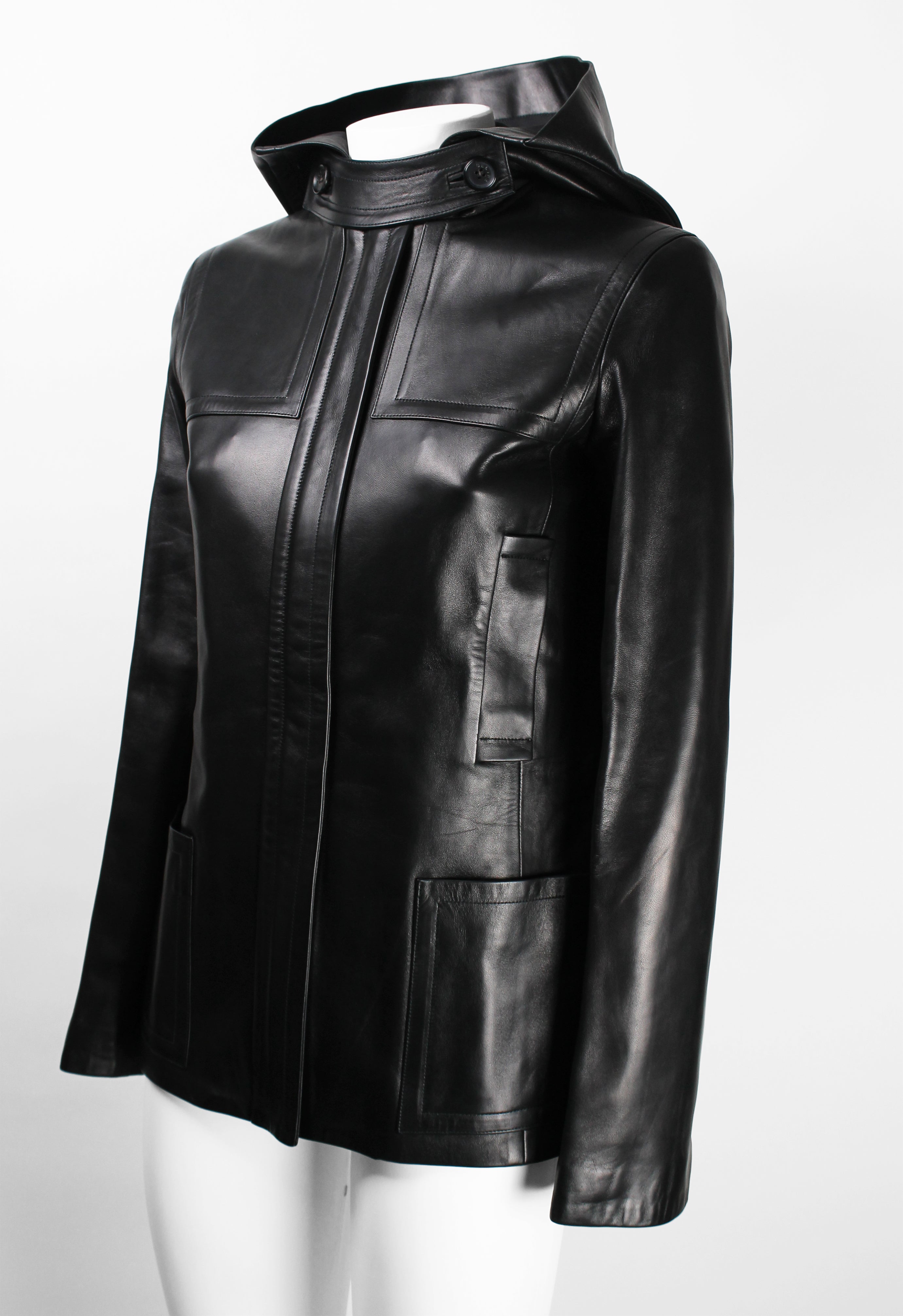CELINE FW 1999 HOODED LEATHER JACKET