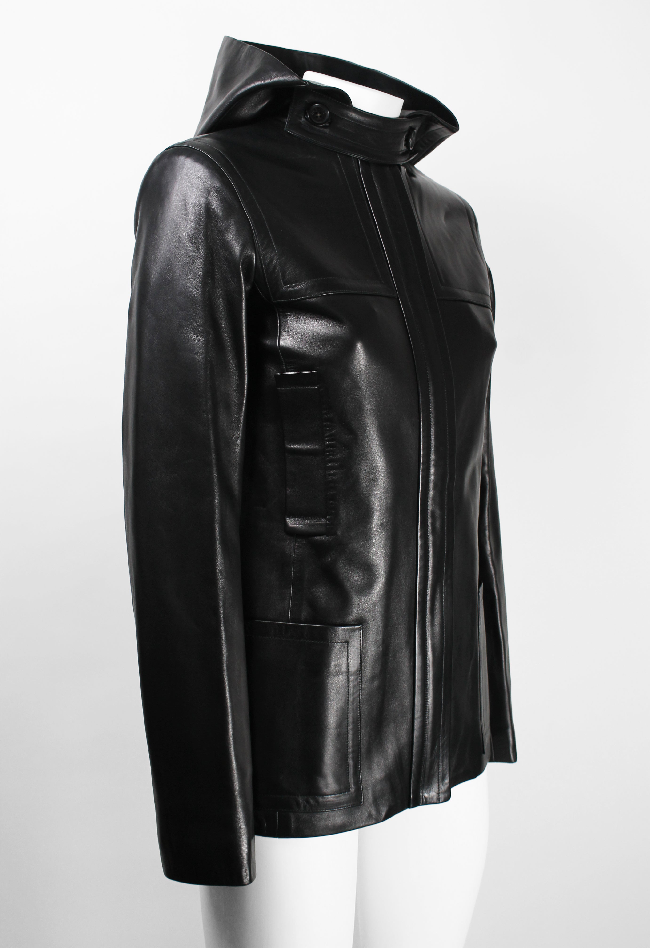 CELINE FW 1999 HOODED LEATHER JACKET