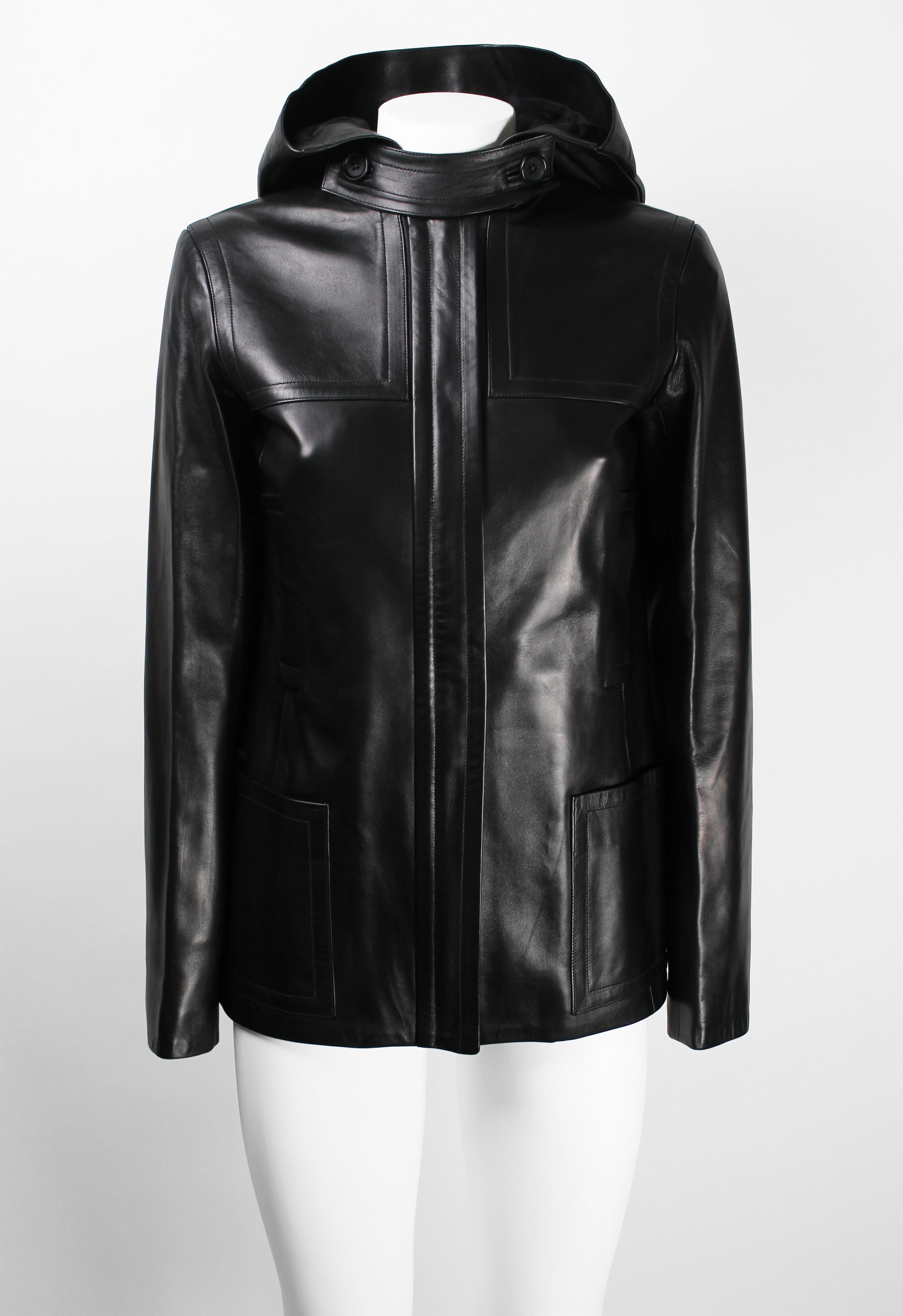 CELINE FW 1999 HOODED LEATHER JACKET
