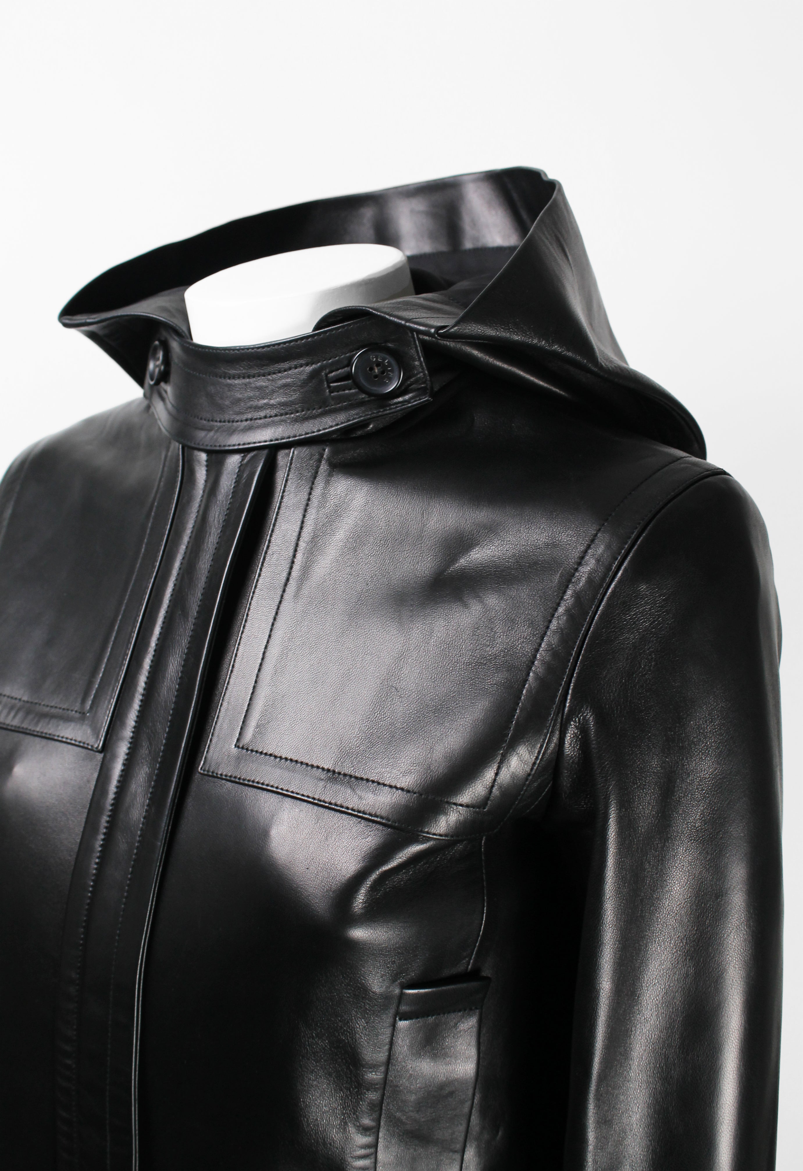 CELINE FW 1999 HOODED LEATHER JACKET