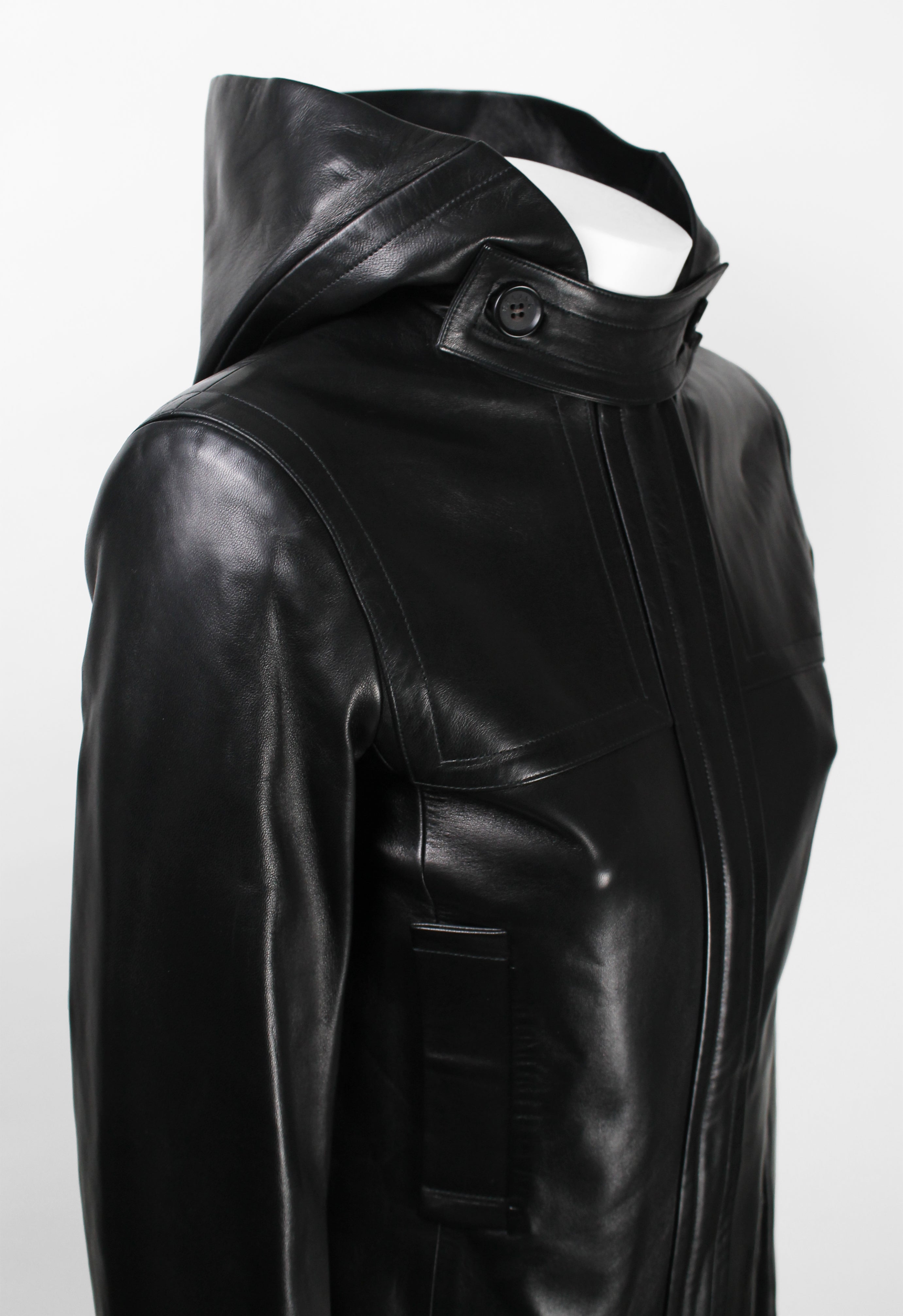 CELINE FW 1999 HOODED LEATHER JACKET