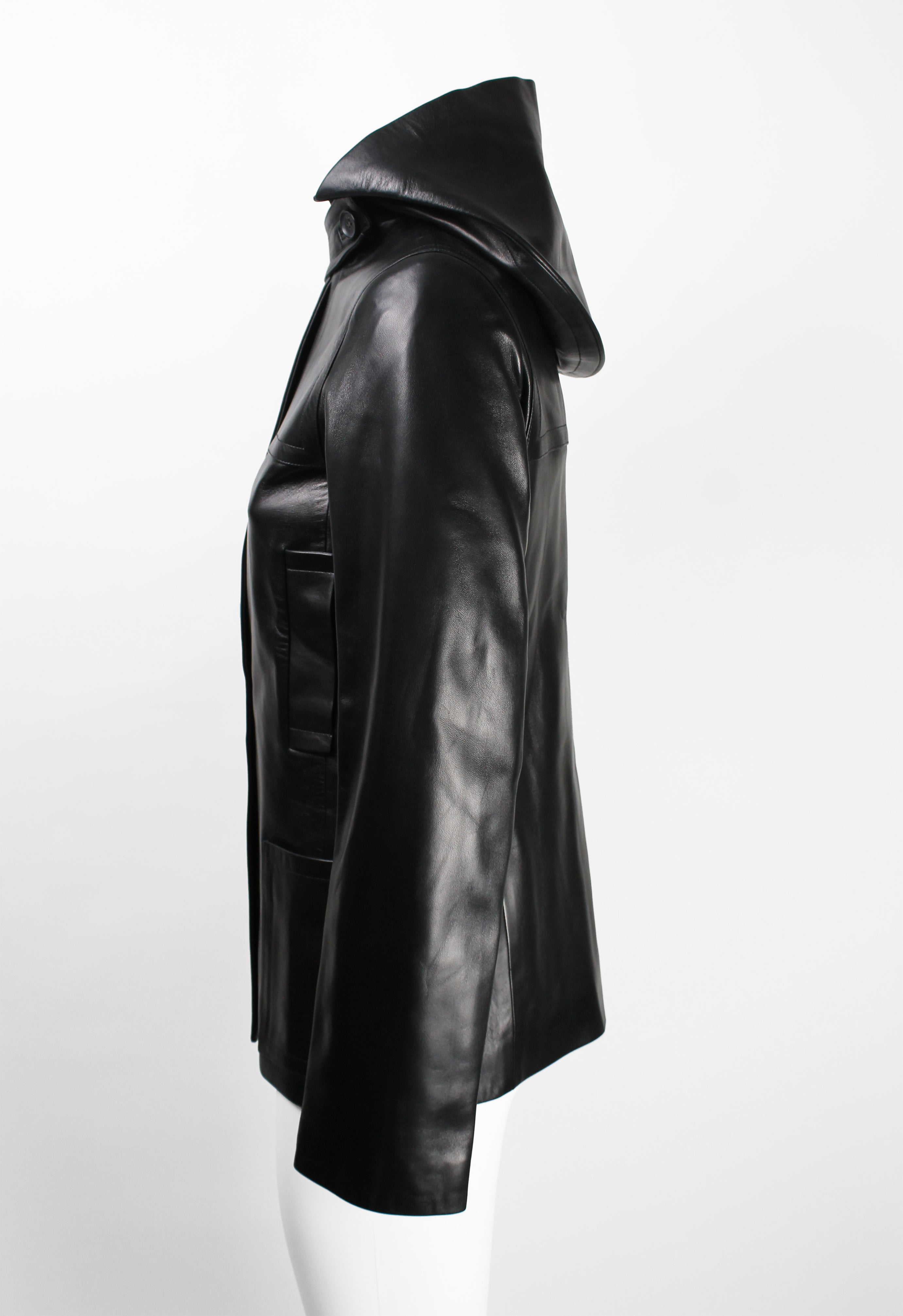 CELINE FW 1999 HOODED LEATHER JACKET