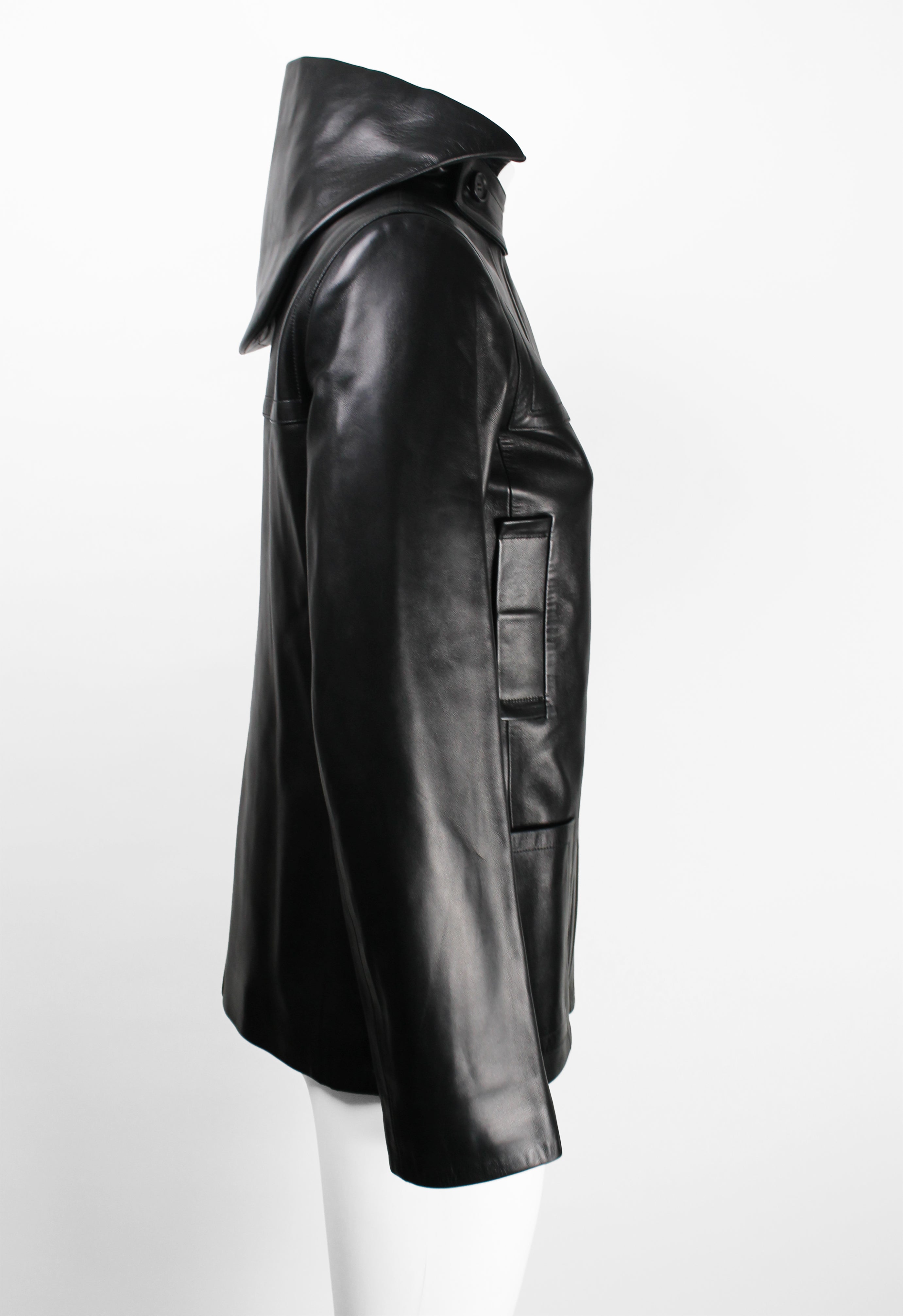 CELINE FW 1999 HOODED LEATHER JACKET