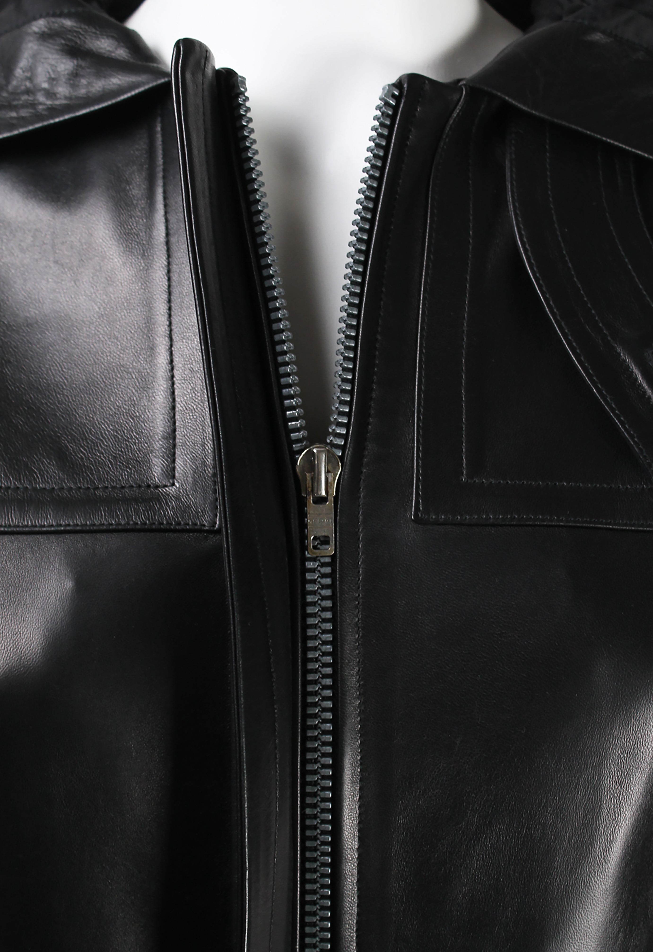 CELINE FW 1999 HOODED LEATHER JACKET