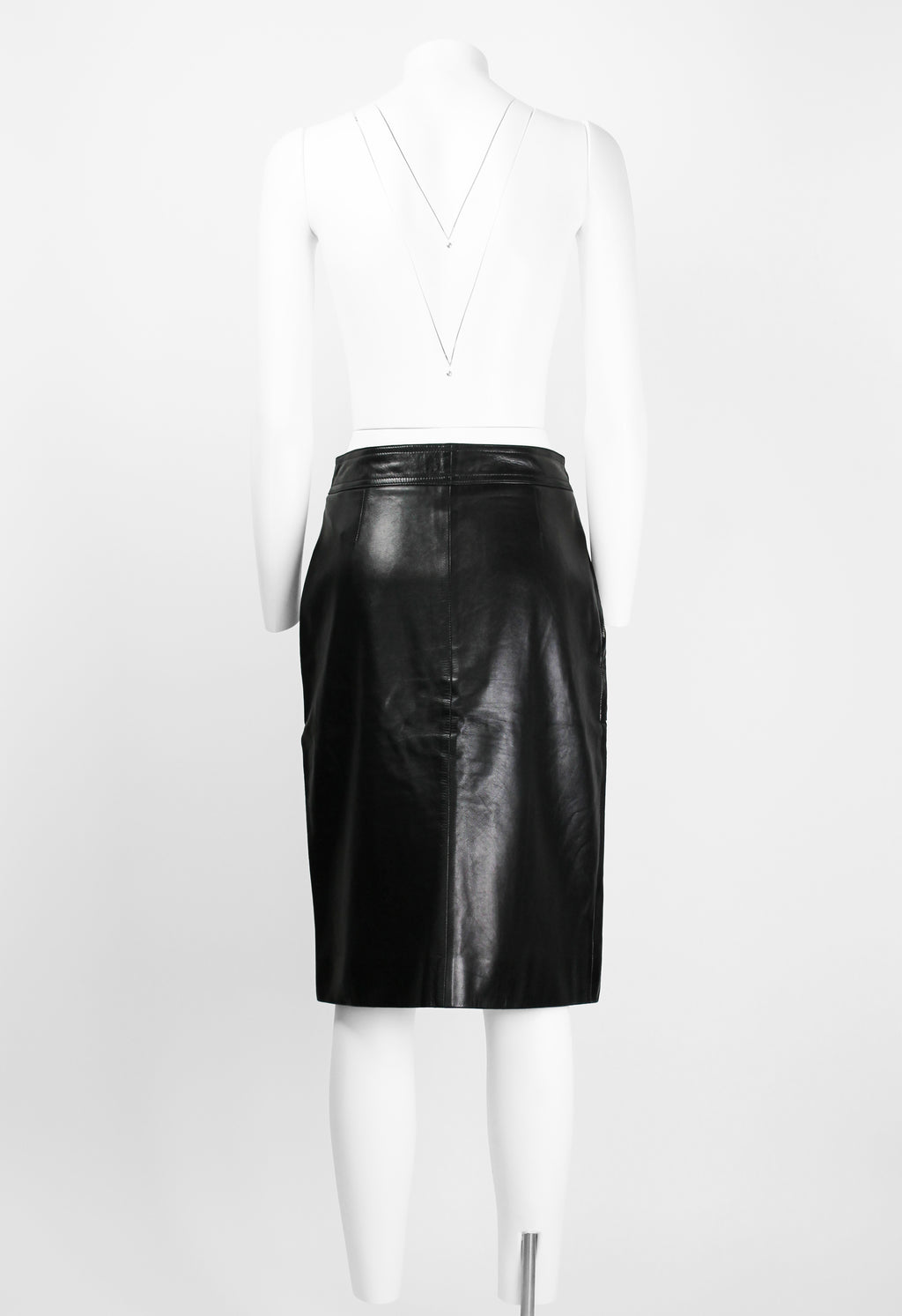 CELINE LEATHER MOTORCYCLE ZIP SKIRT
