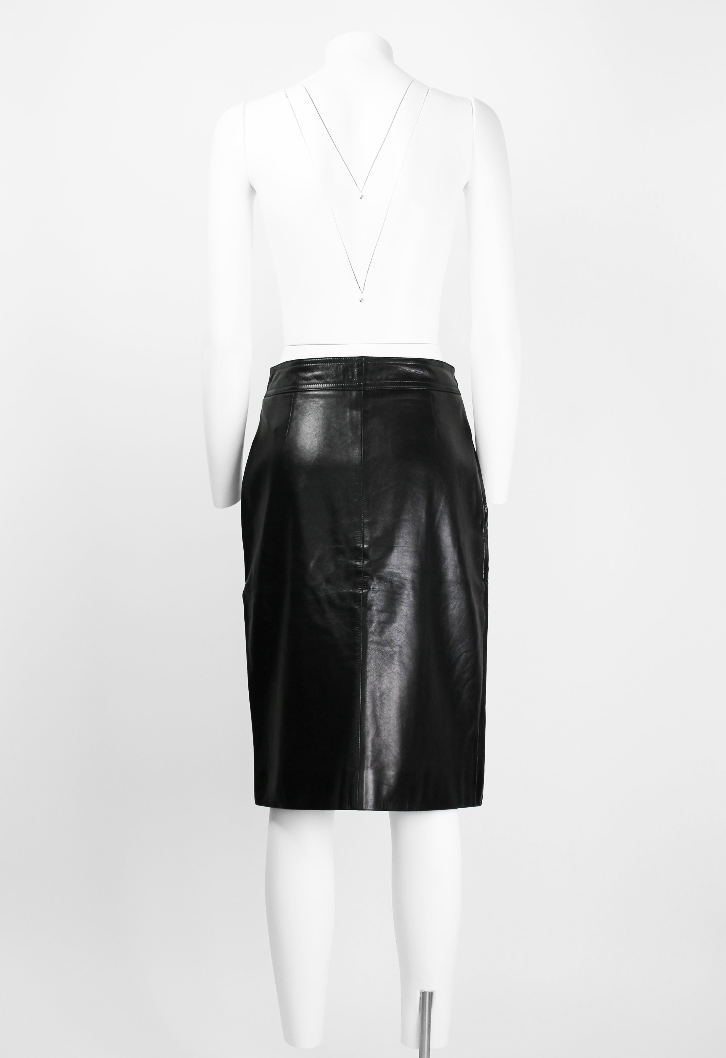 CELINE LEATHER MOTORCYCLE ZIP SKIRT
