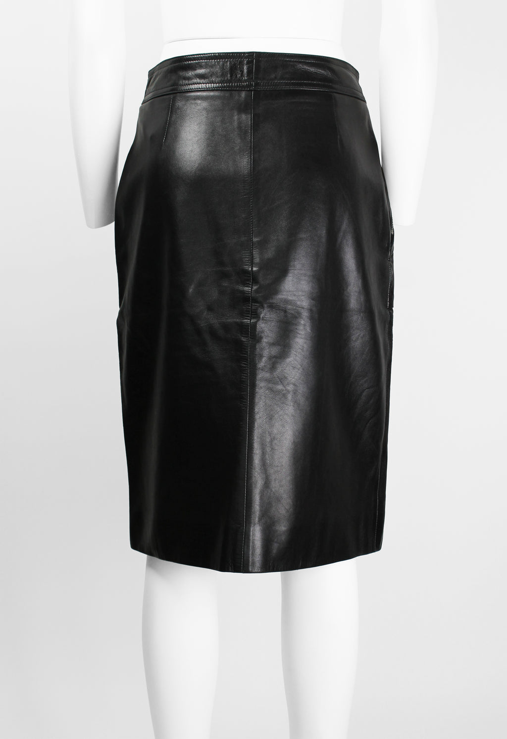 CELINE LEATHER MOTORCYCLE ZIP SKIRT