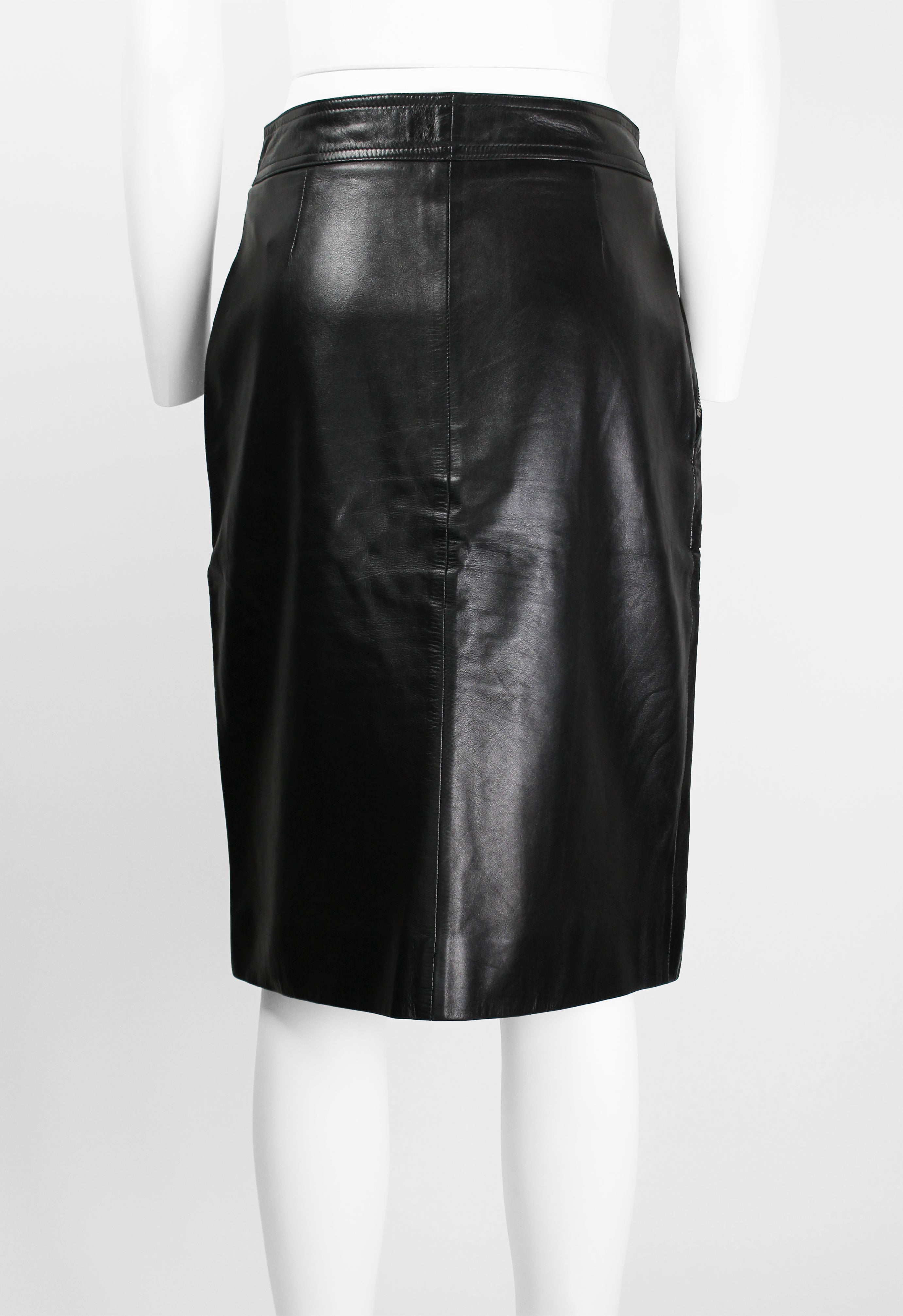 CELINE LEATHER MOTORCYCLE ZIP SKIRT