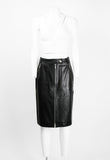 CELINE LEATHER MOTORCYCLE ZIP SKIRT