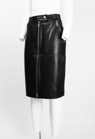 CELINE LEATHER MOTORCYCLE ZIP SKIRT