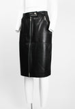 CELINE LEATHER MOTORCYCLE ZIP SKIRT
