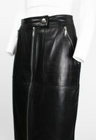 CELINE LEATHER MOTORCYCLE ZIP SKIRT