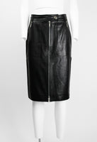 CELINE LEATHER MOTORCYCLE ZIP SKIRT