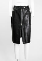 CELINE LEATHER MOTORCYCLE ZIP SKIRT
