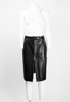 CELINE LEATHER MOTORCYCLE ZIP SKIRT