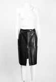 CELINE LEATHER MOTORCYCLE ZIP SKIRT