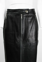 CELINE LEATHER MOTORCYCLE ZIP SKIRT