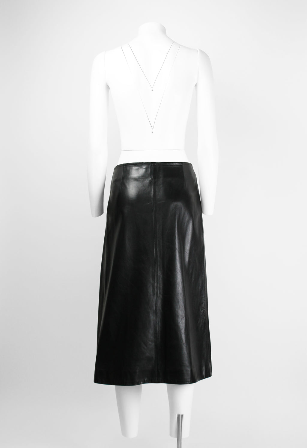 CELINE FW 1999 LEATHER WRAP CLASP SKIRT