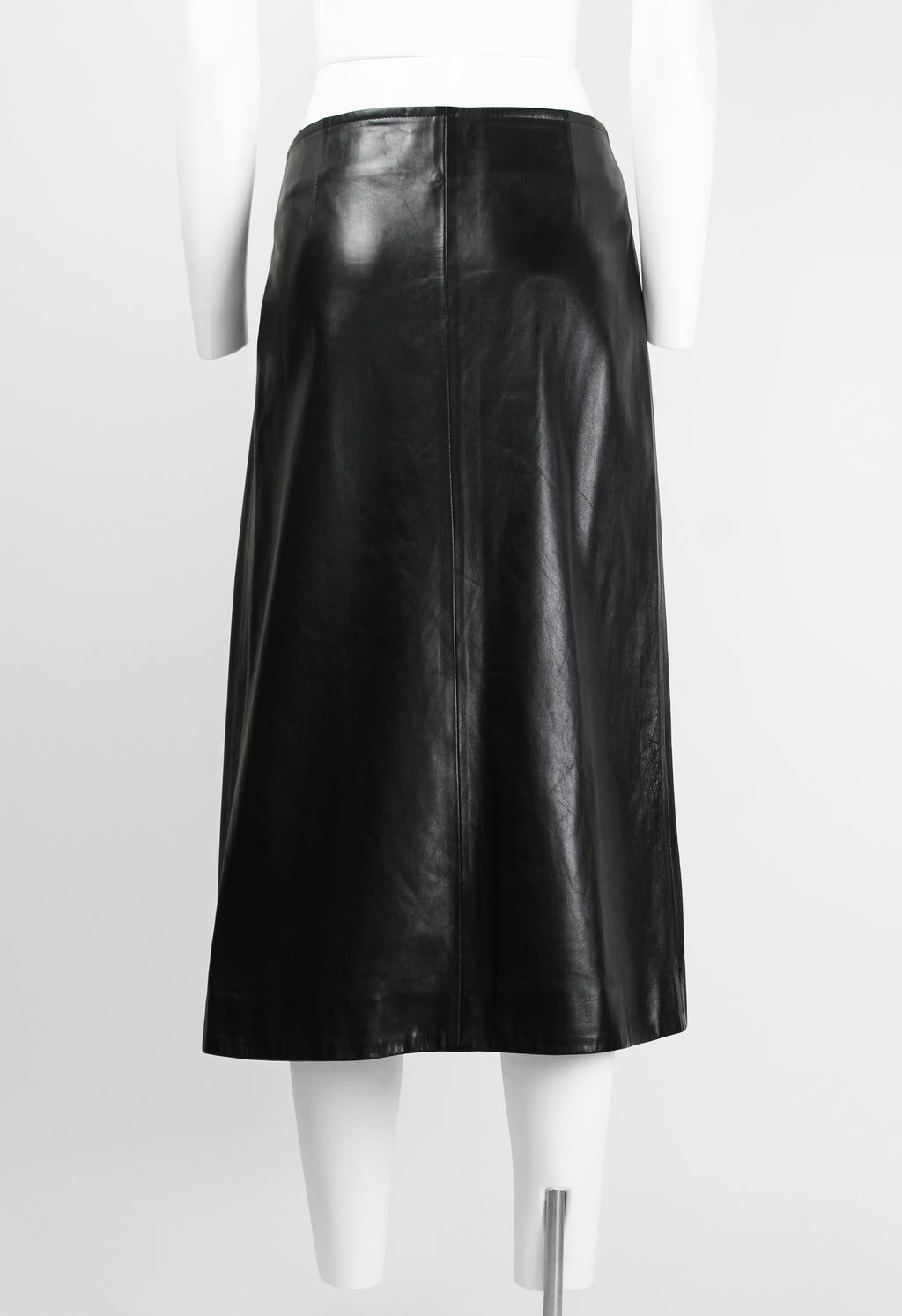 CELINE FW 1999 LEATHER WRAP CLASP SKIRT