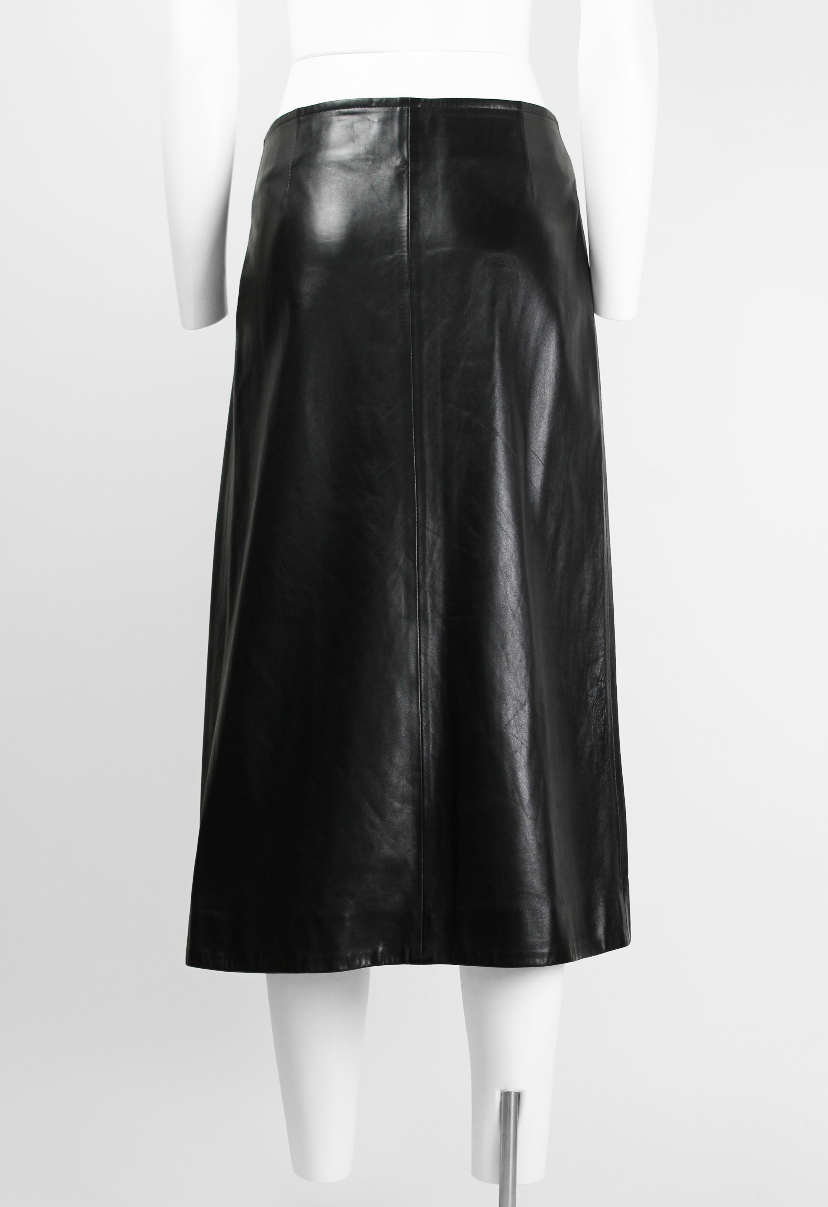 CELINE FW 1999 LEATHER WRAP CLASP SKIRT
