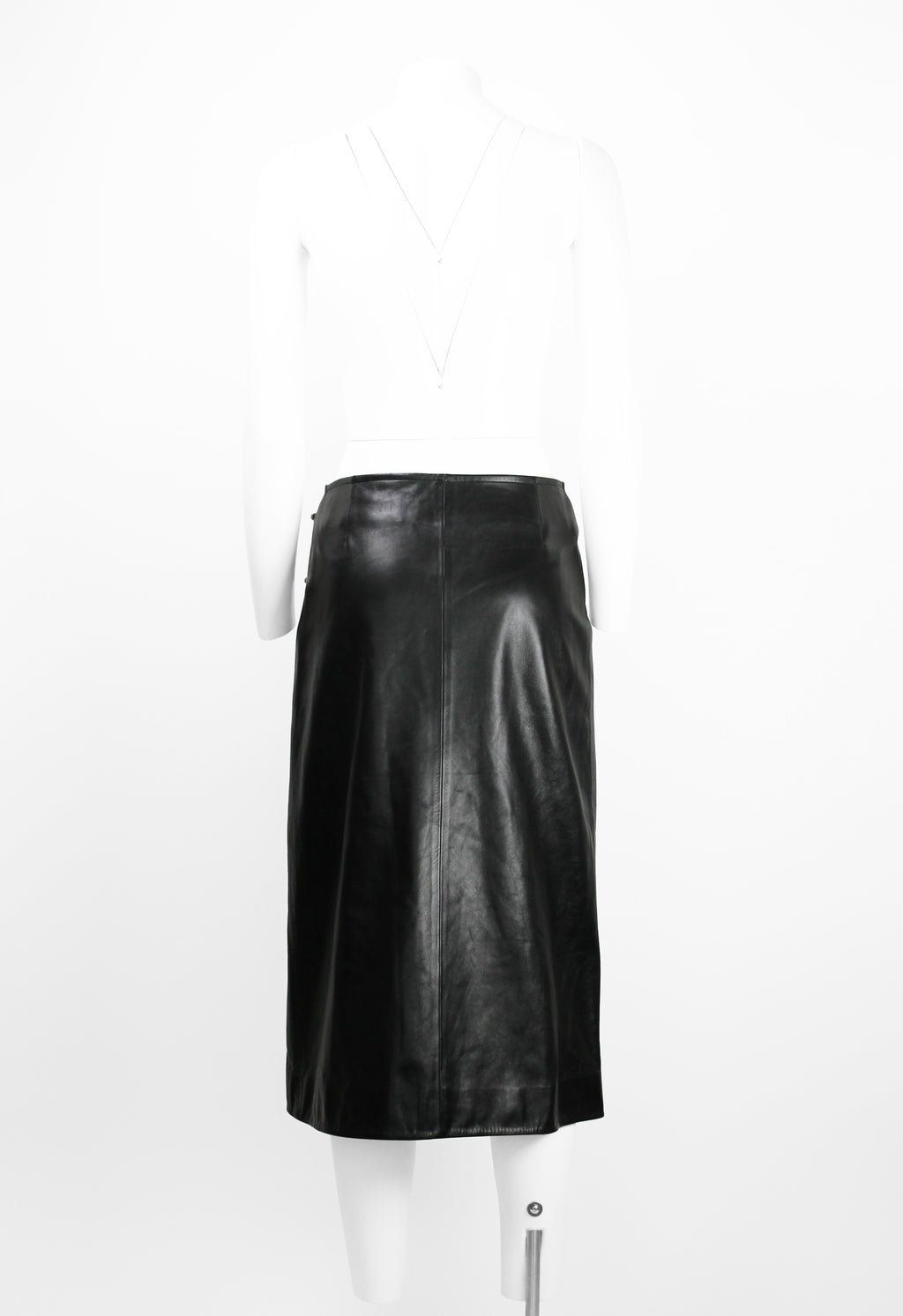 CELINE FW 1999 LEATHER WRAP CLASP SKIRT