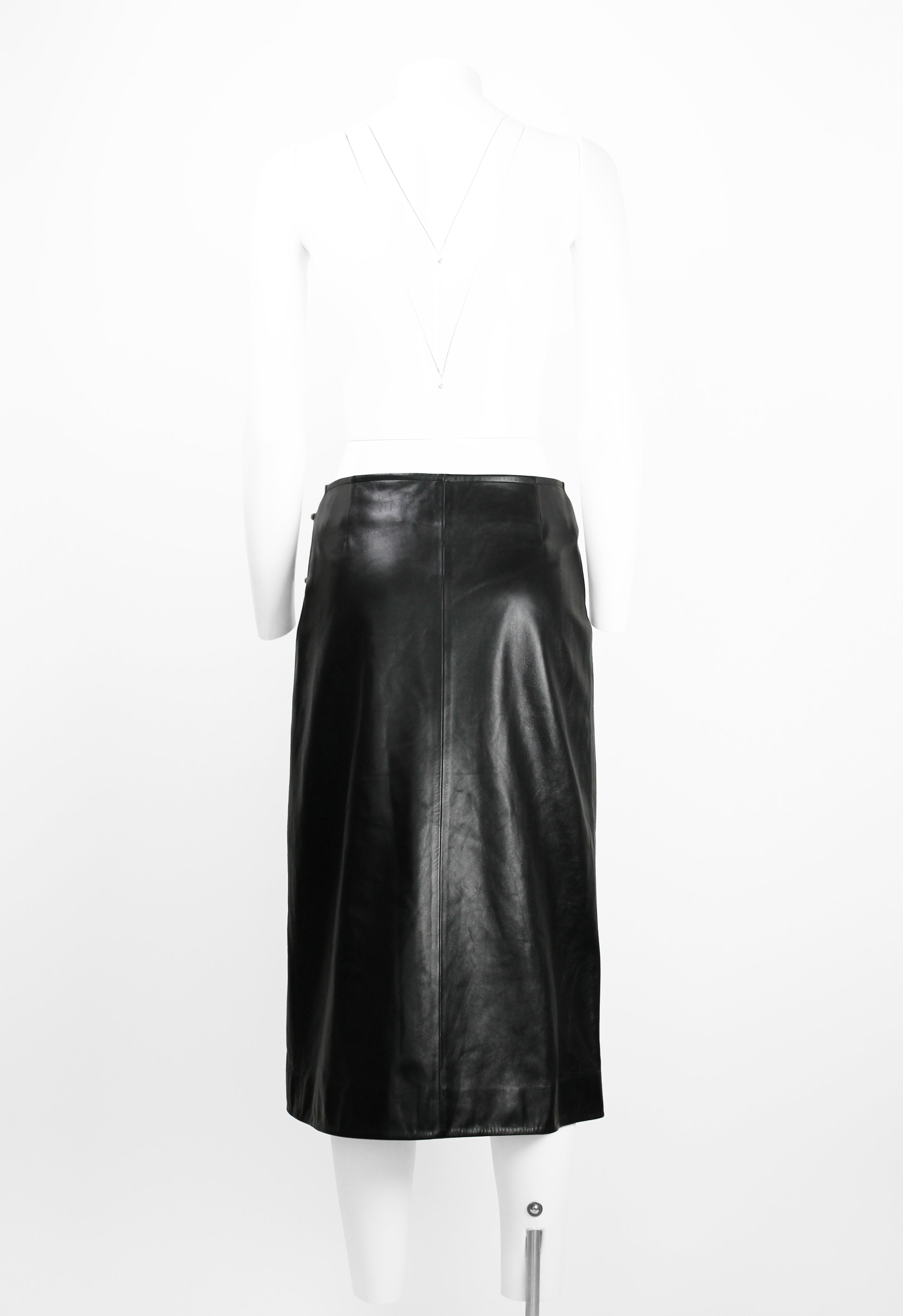 CELINE FW 1999 LEATHER WRAP CLASP SKIRT