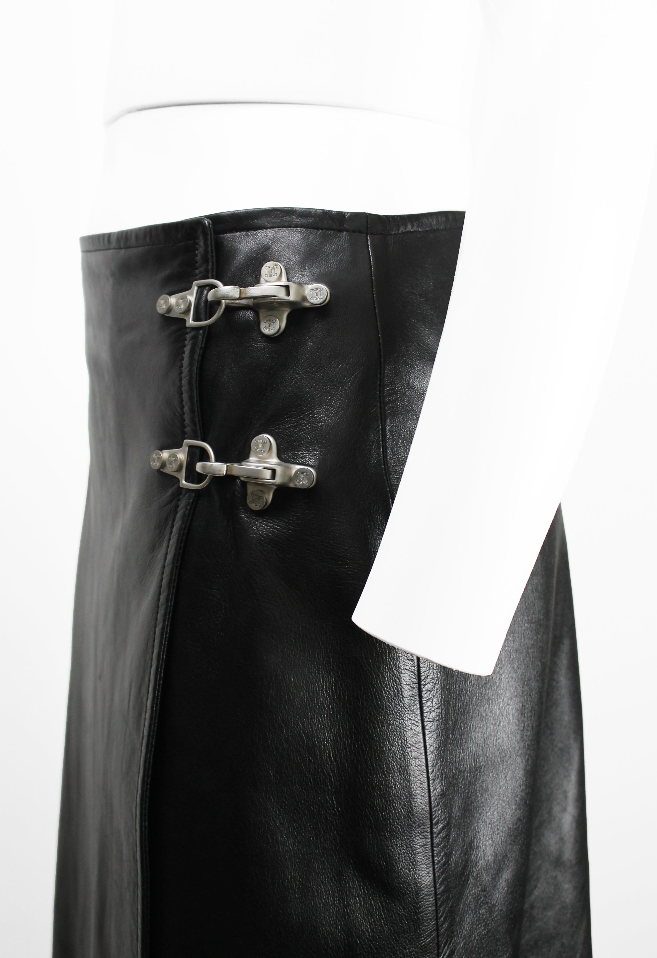 CELINE FW 1999 LEATHER WRAP CLASP SKIRT