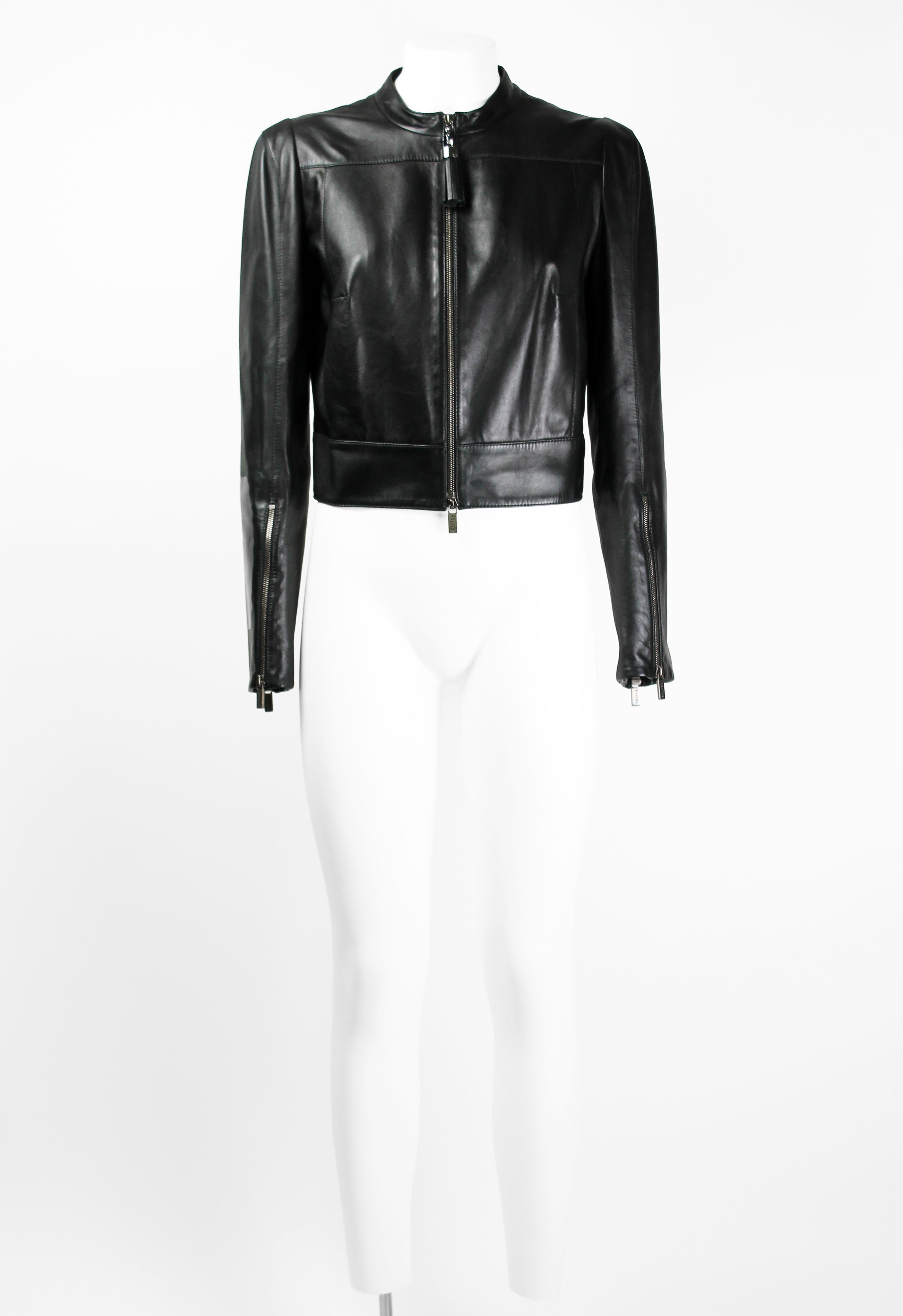 CELINE FW 2009 CROPPED LEATHER BIKER JACKET