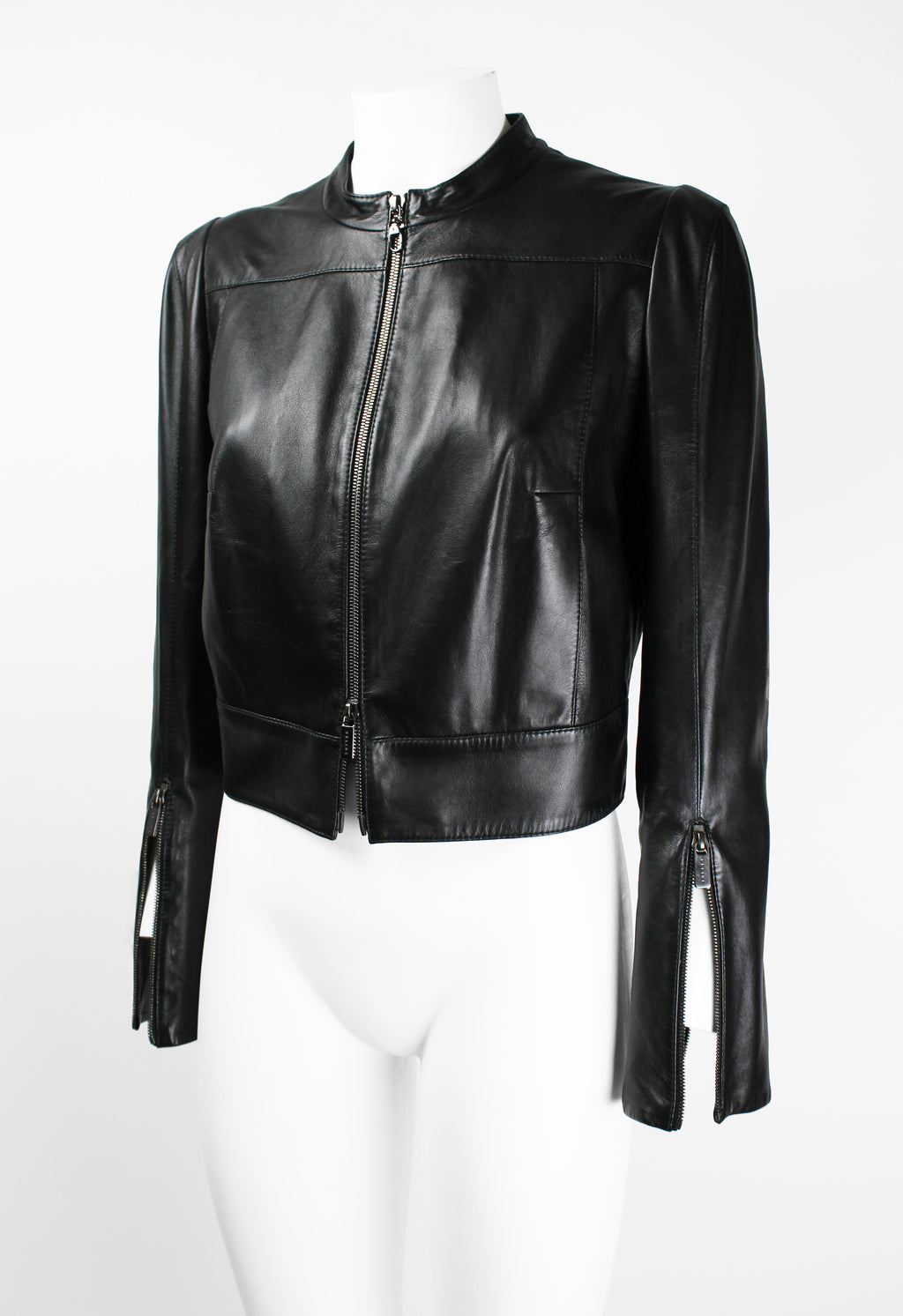 CELINE FW 2009 CROPPED LEATHER BIKER JACKET
